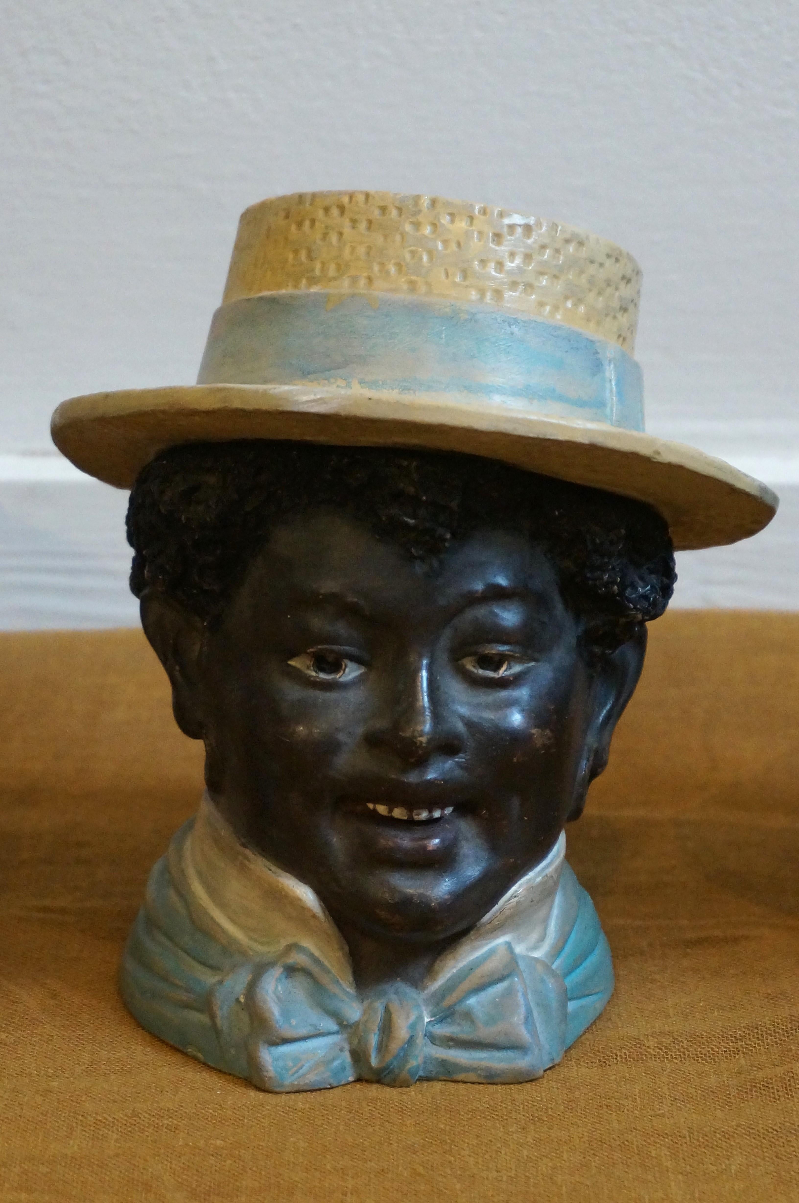 Rare collection 5 Antique Ceramic Tobacco Jars Humidors Figural, Bernard Bloch In Good Condition For Sale In DEVENTER, NL