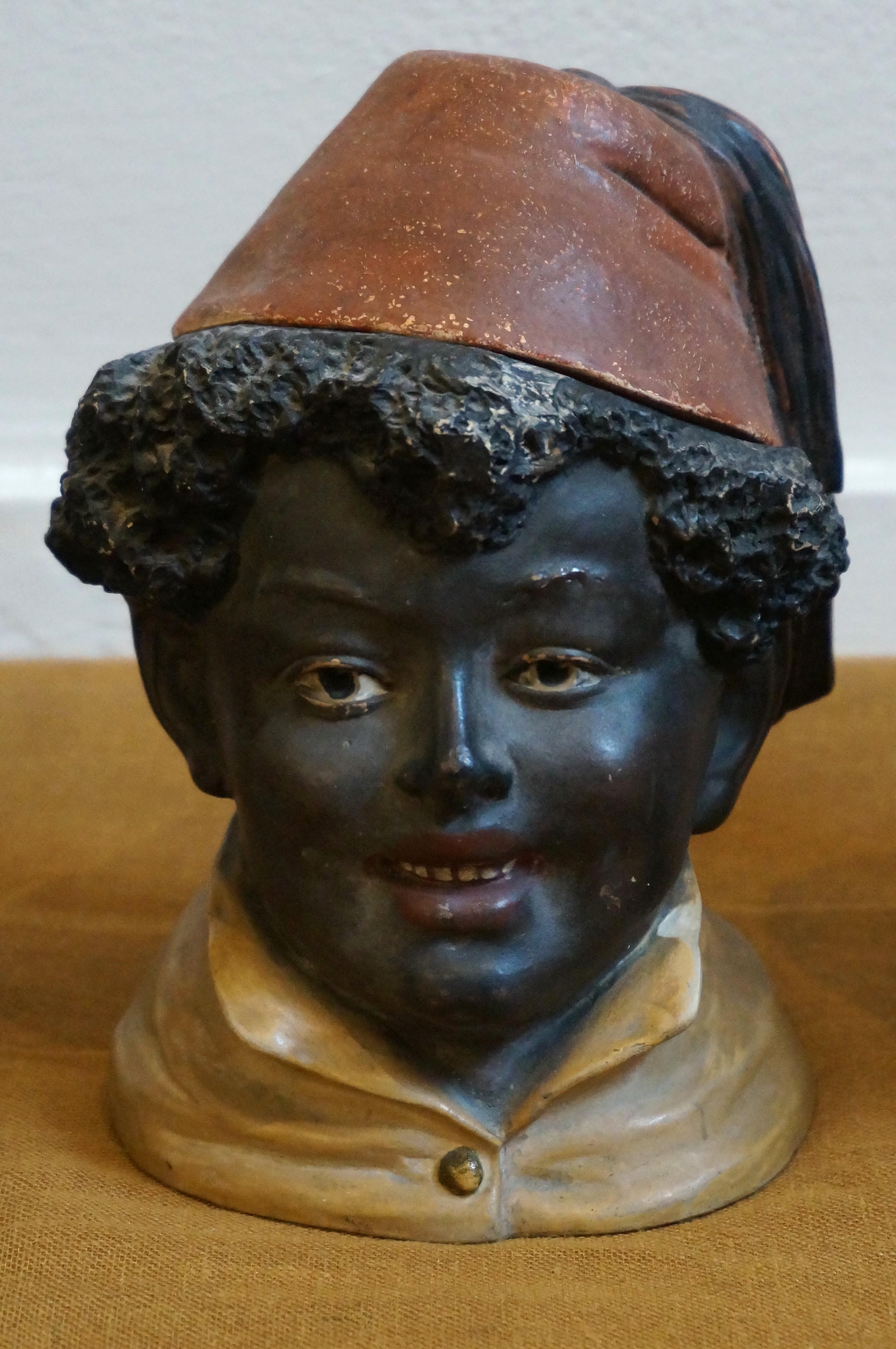 Seltene Sammlung 5 antike Keramik-Tabakdosen Humidors Figural, Bernard Bloch, Bernard Bloch im Angebot 1