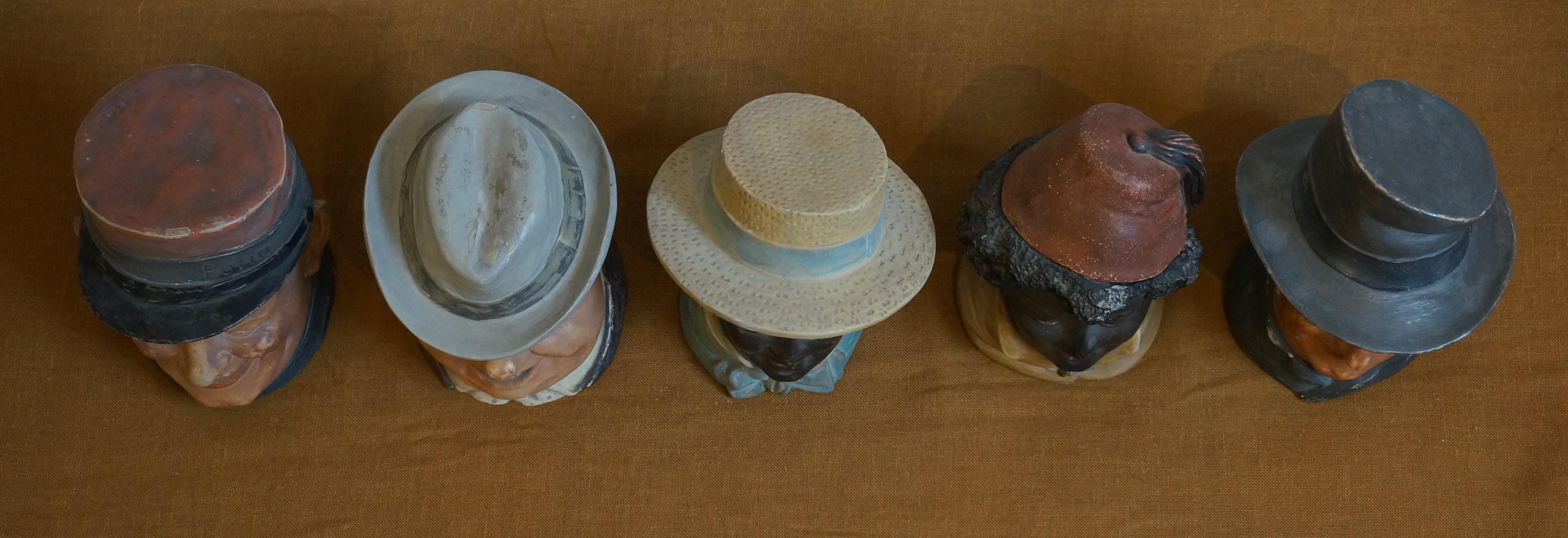 Seltene Sammlung 5 antike Keramik-Tabakdosen Humidors Figural, Bernard Bloch, Bernard Bloch im Angebot 4