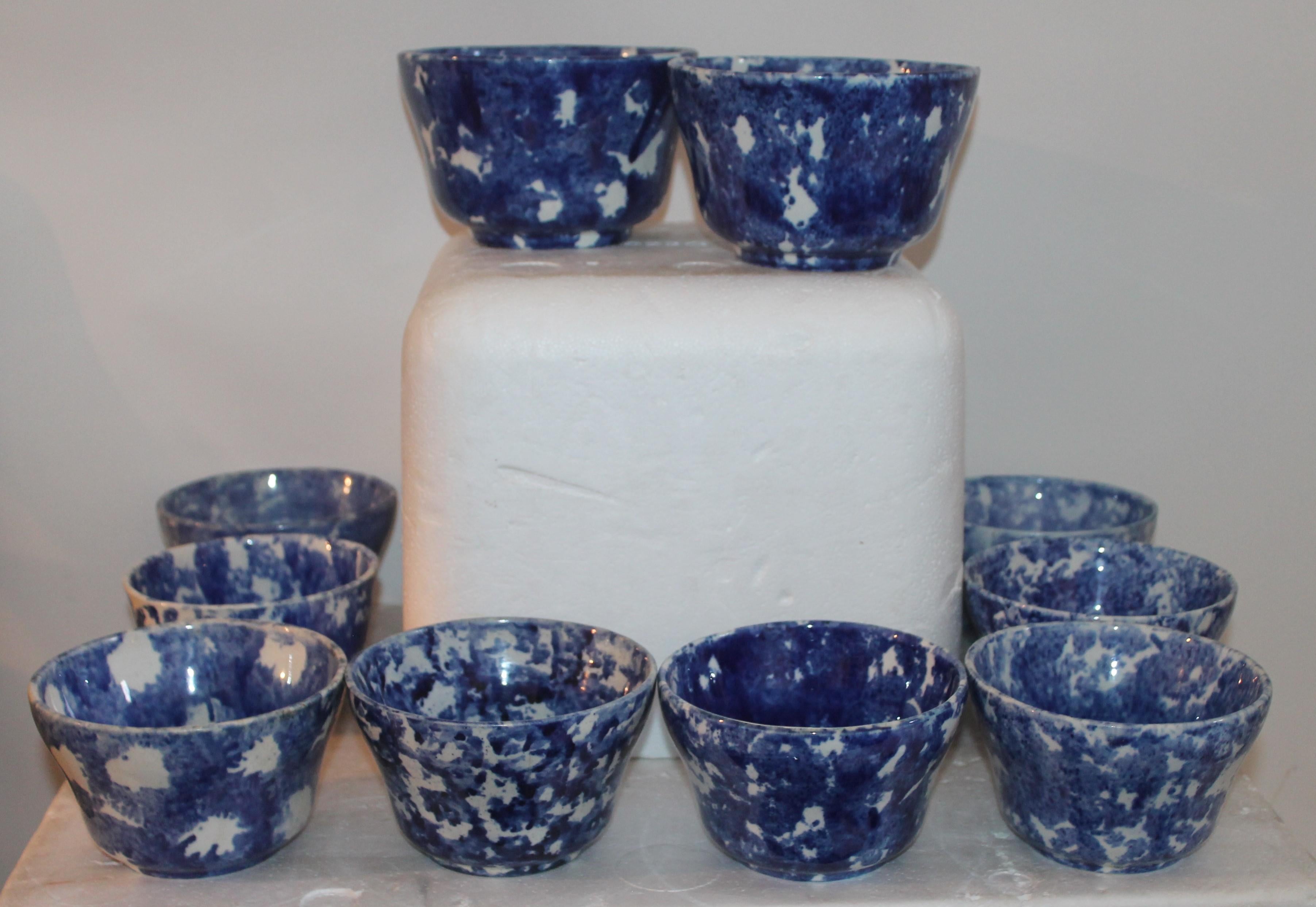 American Rare Collection of 20 Sponge Ware Waste Bowls