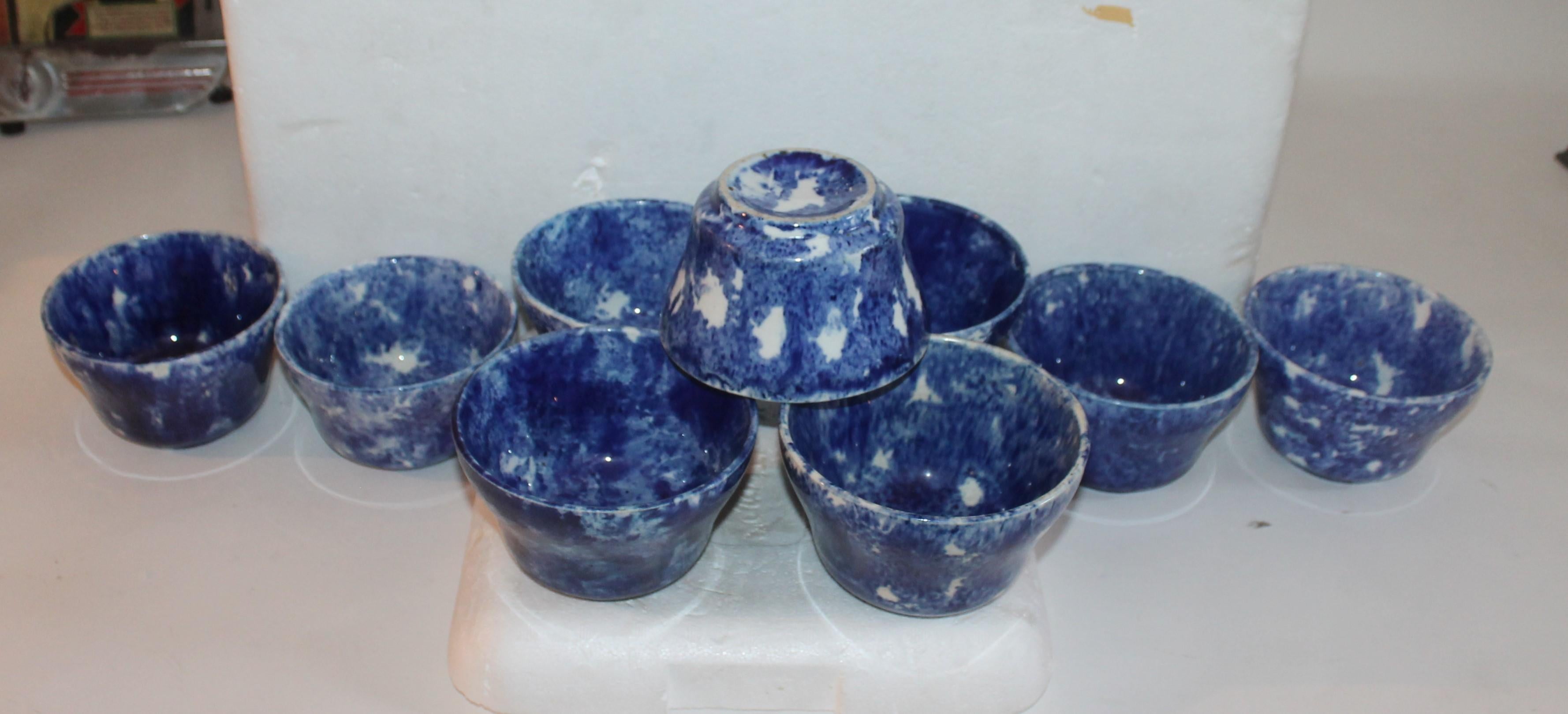 19th Century Rare Collection of 20 Sponge Ware Waste Bowls