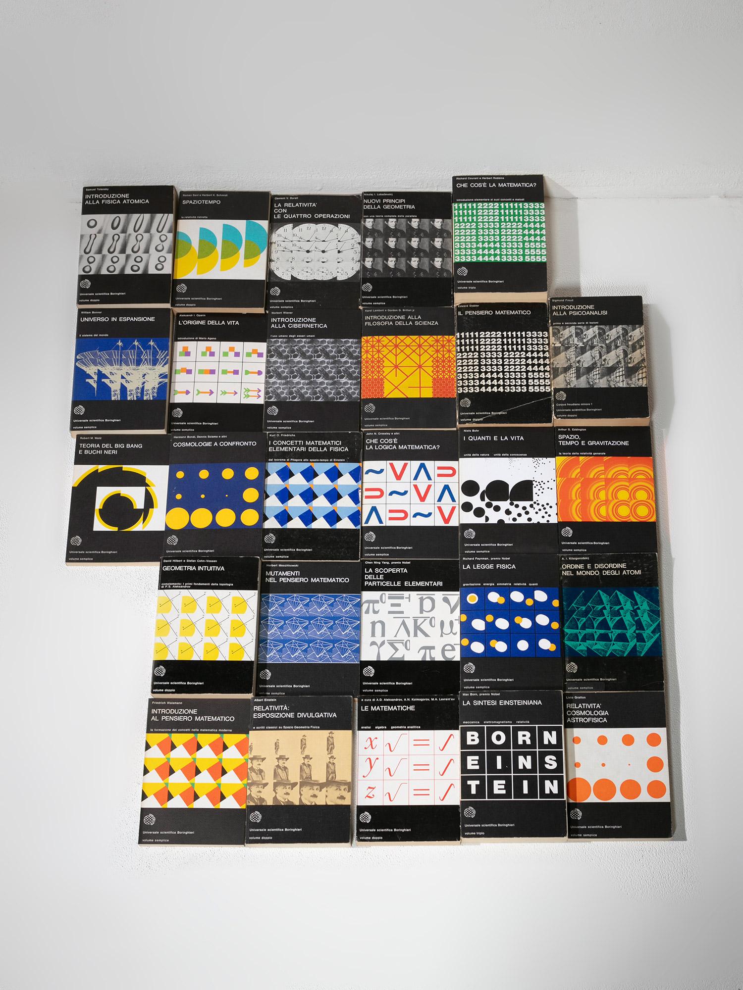 Italian Rare Collection of 27 Scientific Books with Enzo Mari Art Covers, Italy, 1960s For Sale