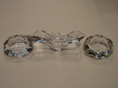Rare Collection Of 3 Estate Baccarat Piece Centerpiece Bowl With Two Ashtrays