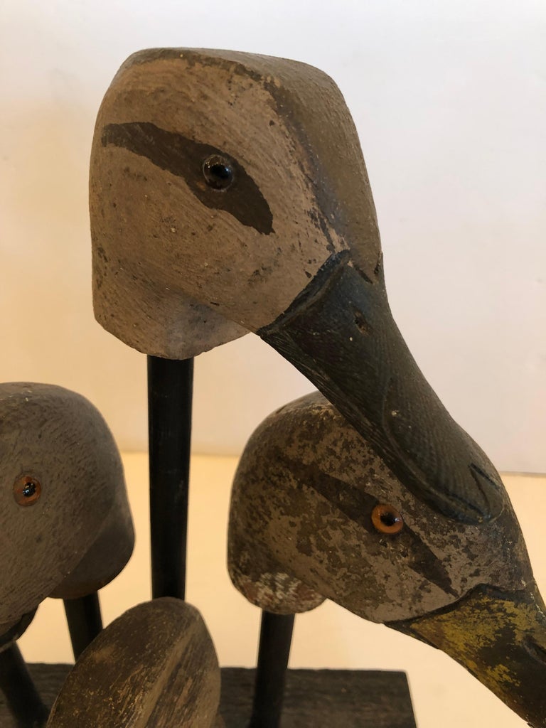 Rare Collection of Antique Duck Decoy Heads Hand Made Rustic Sculpture
