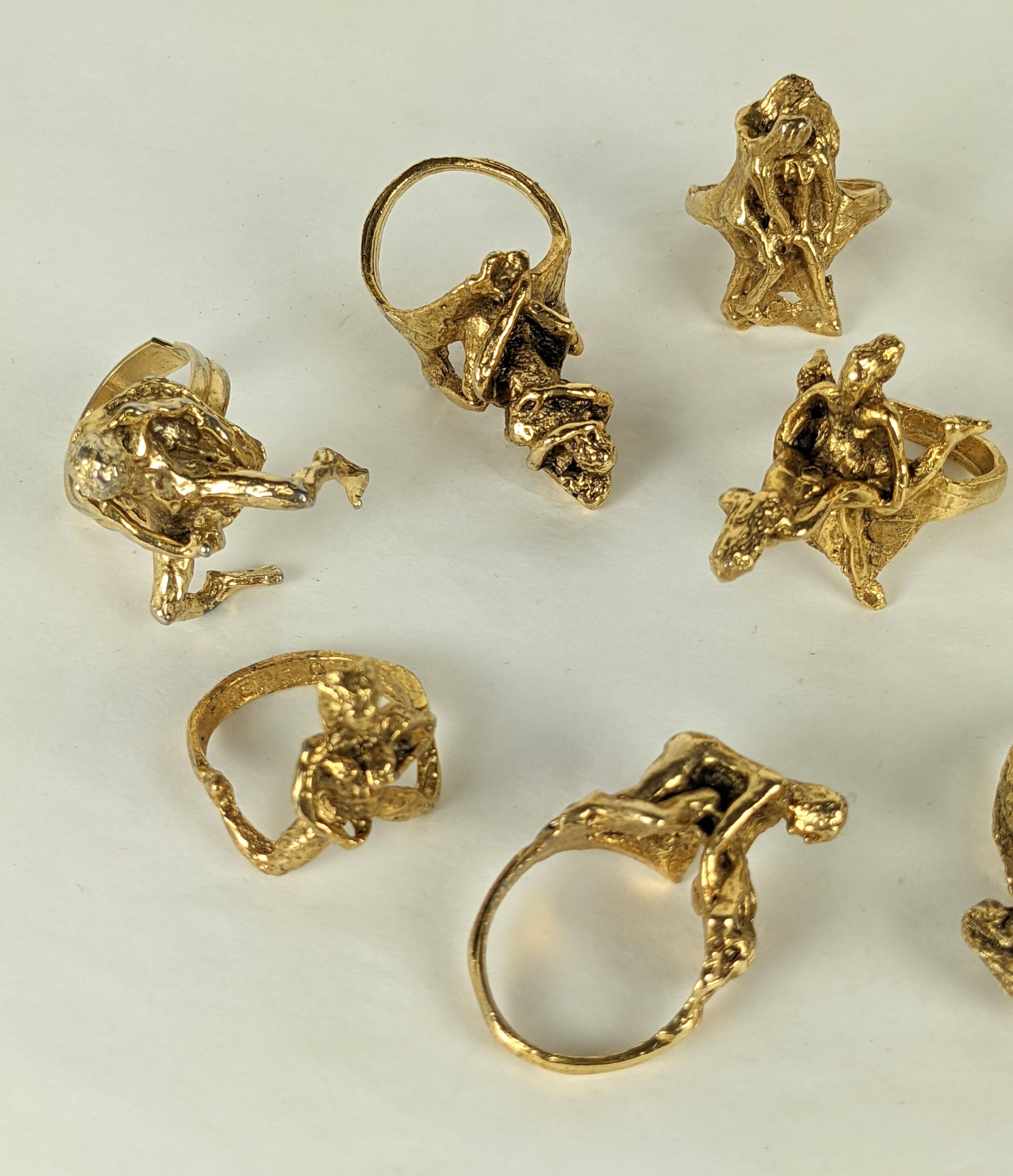 Women's or Men's Rare Collection of Erotic Cast Rings  For Sale