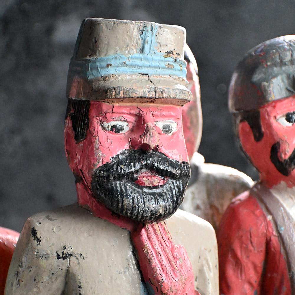 Rare Collection of Fairground Knockdown Hand Carved Figures 2