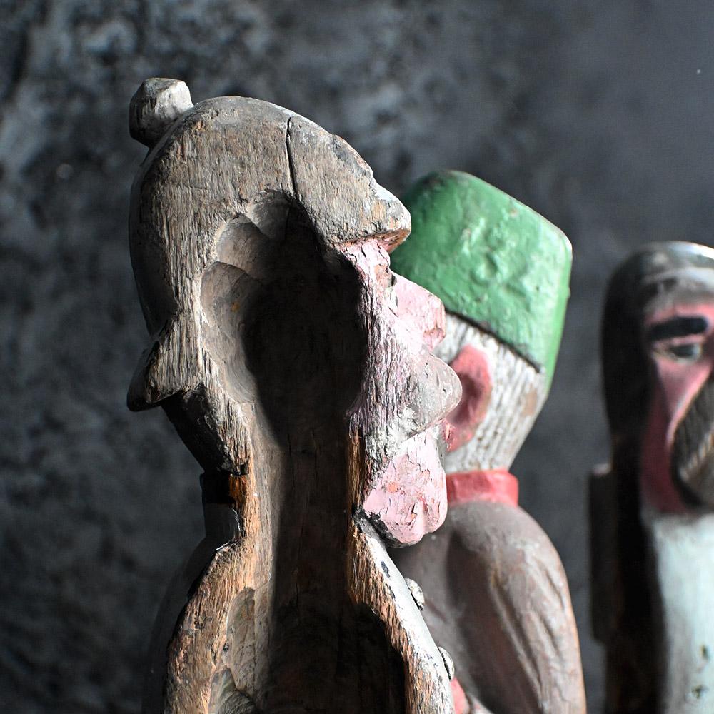 Rare Collection of Fairground Knockdown Hand Carved Figures 4