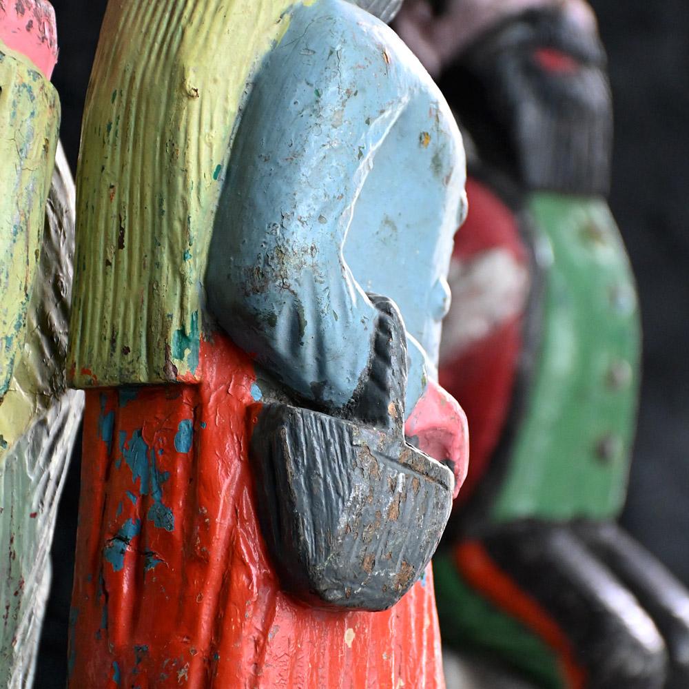 Wood Rare Collection of Fairground Knockdown Hand Carved Figures