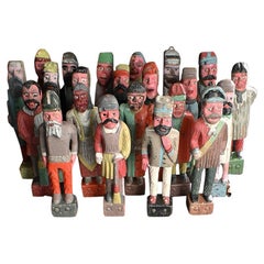 Rare Collection of Fairground Knockdown Hand Carved Figures