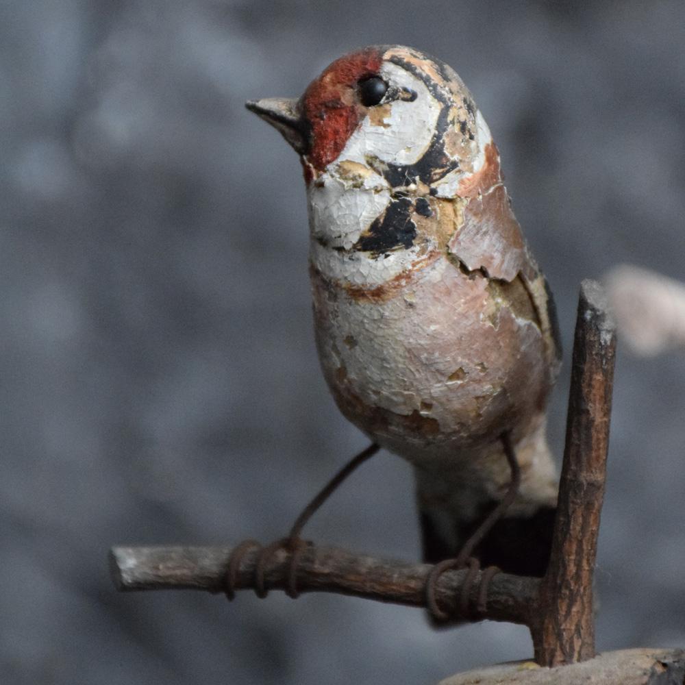 We are proud to offer a rare collection of 4 German 19th century Folk Art hand carved / painted birds, perched on their original fungus bases. The group include 2 goldfinches, 1 chaffinch and a scarce crested tit, totally untouched in form and