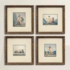 Rare Collection of Four Pompeiian Erotic Etchings by Auguste Delvaux, 1836