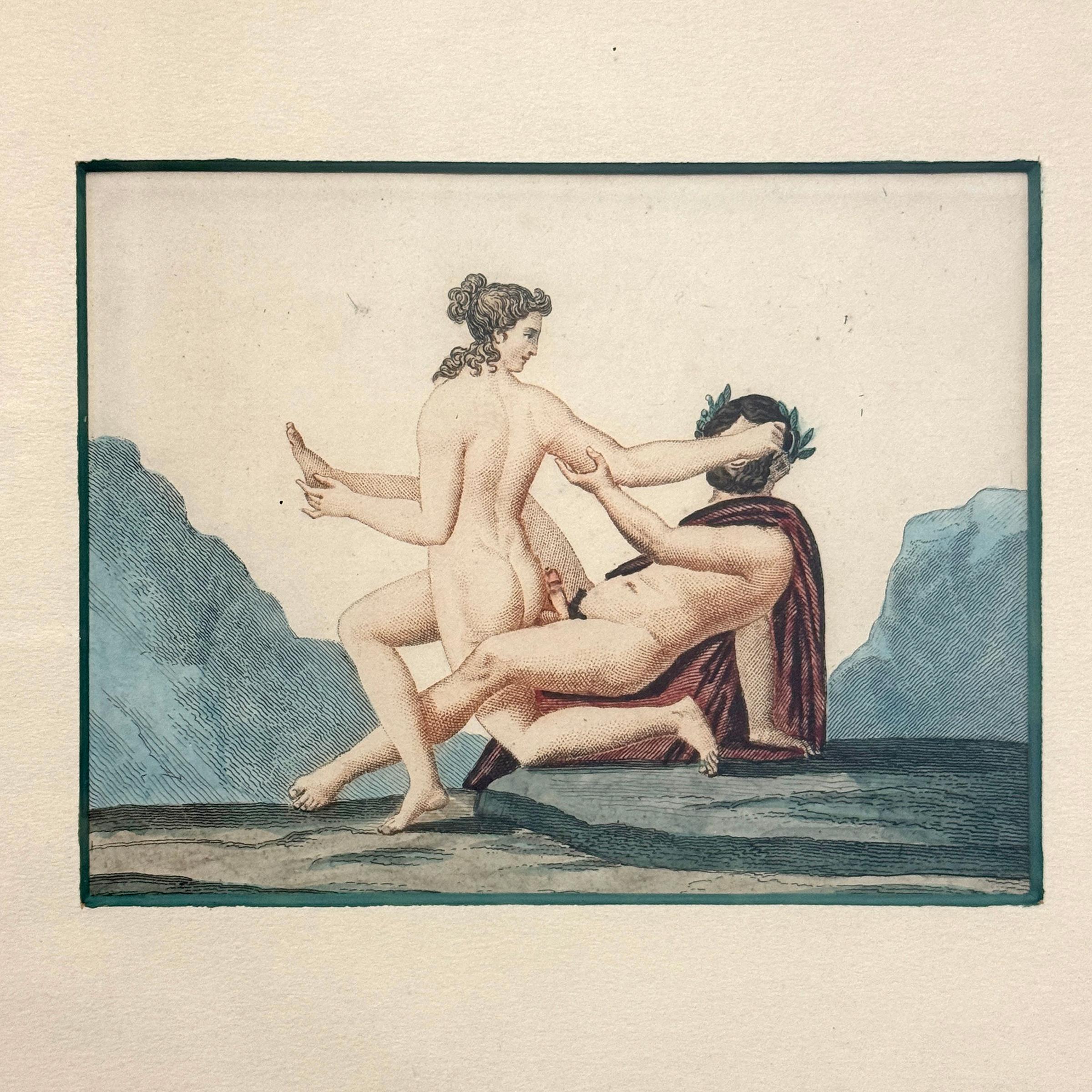 Seltene Sammlung von vier pompejanischen erotischen Radierungen von Auguste Delvaux, 1836 im Angebot 2