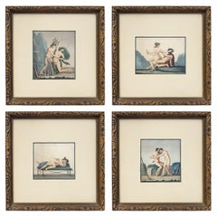 Rare Collection of Four Pompeiian Erotic Etchings by Auguste Delvaux, 1836