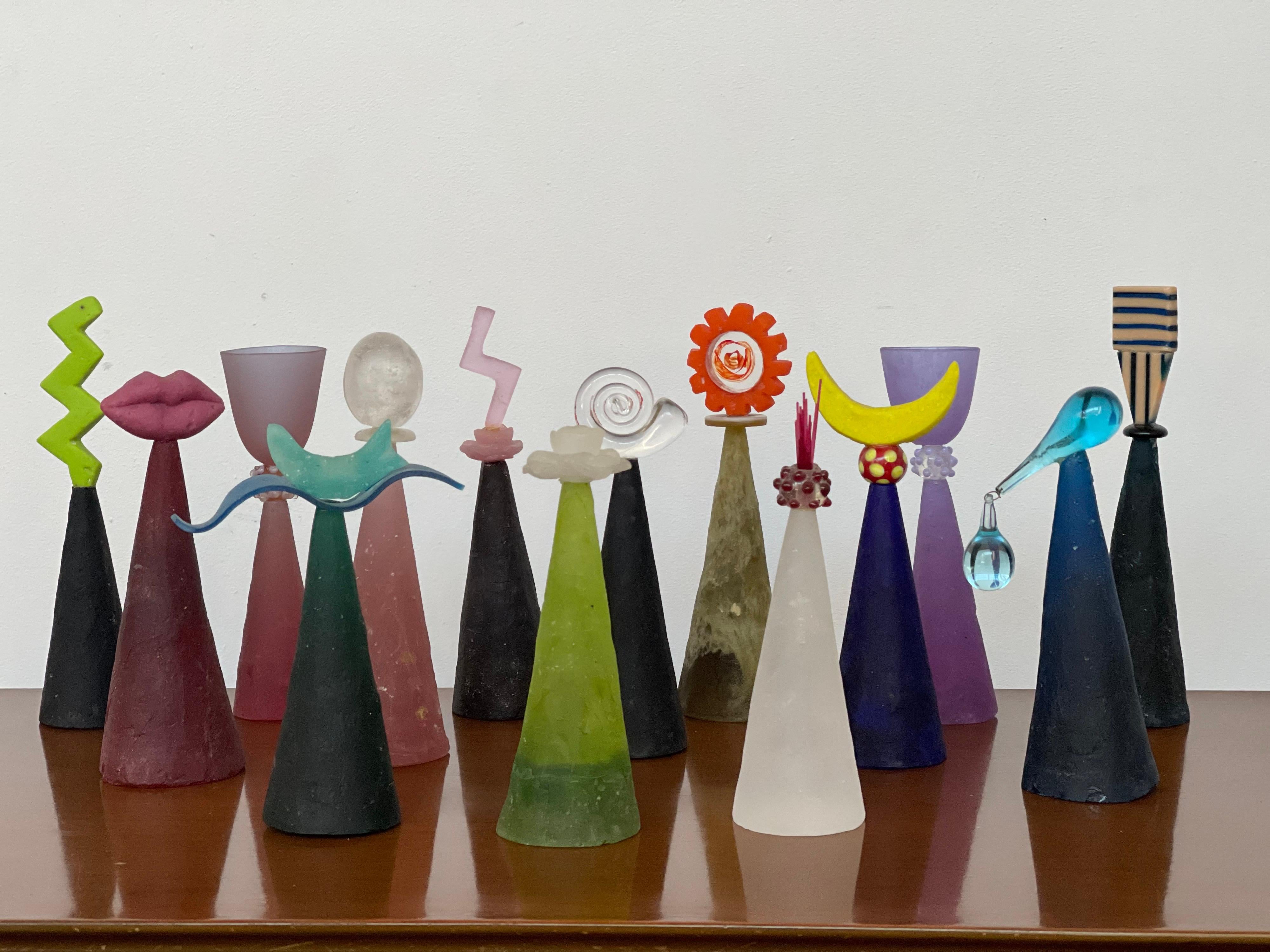 Rare Collection of Post Modern Memphis Art Glass Sculptures by Lucartha Kohler  For Sale 14