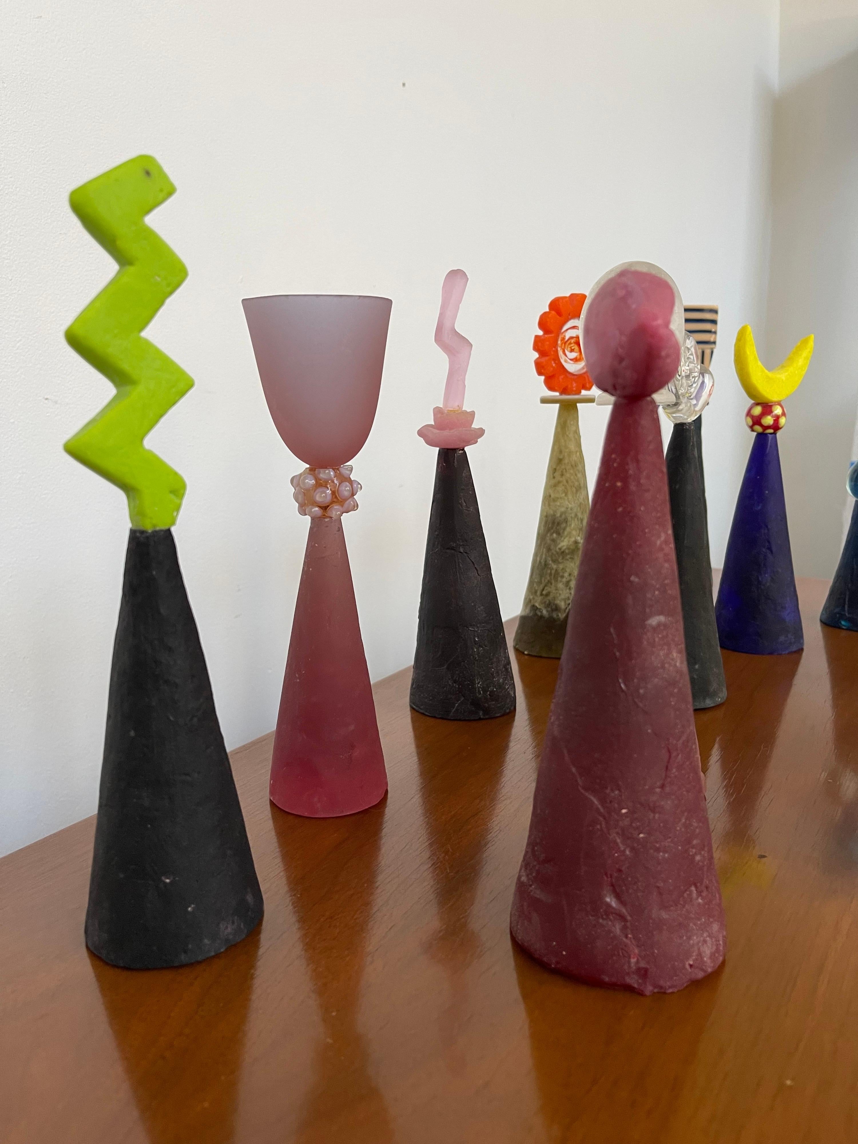 Rare Collection of Post Modern Memphis Art Glass Sculptures by Lucartha Kohler  In Good Condition For Sale In Framingham, MA