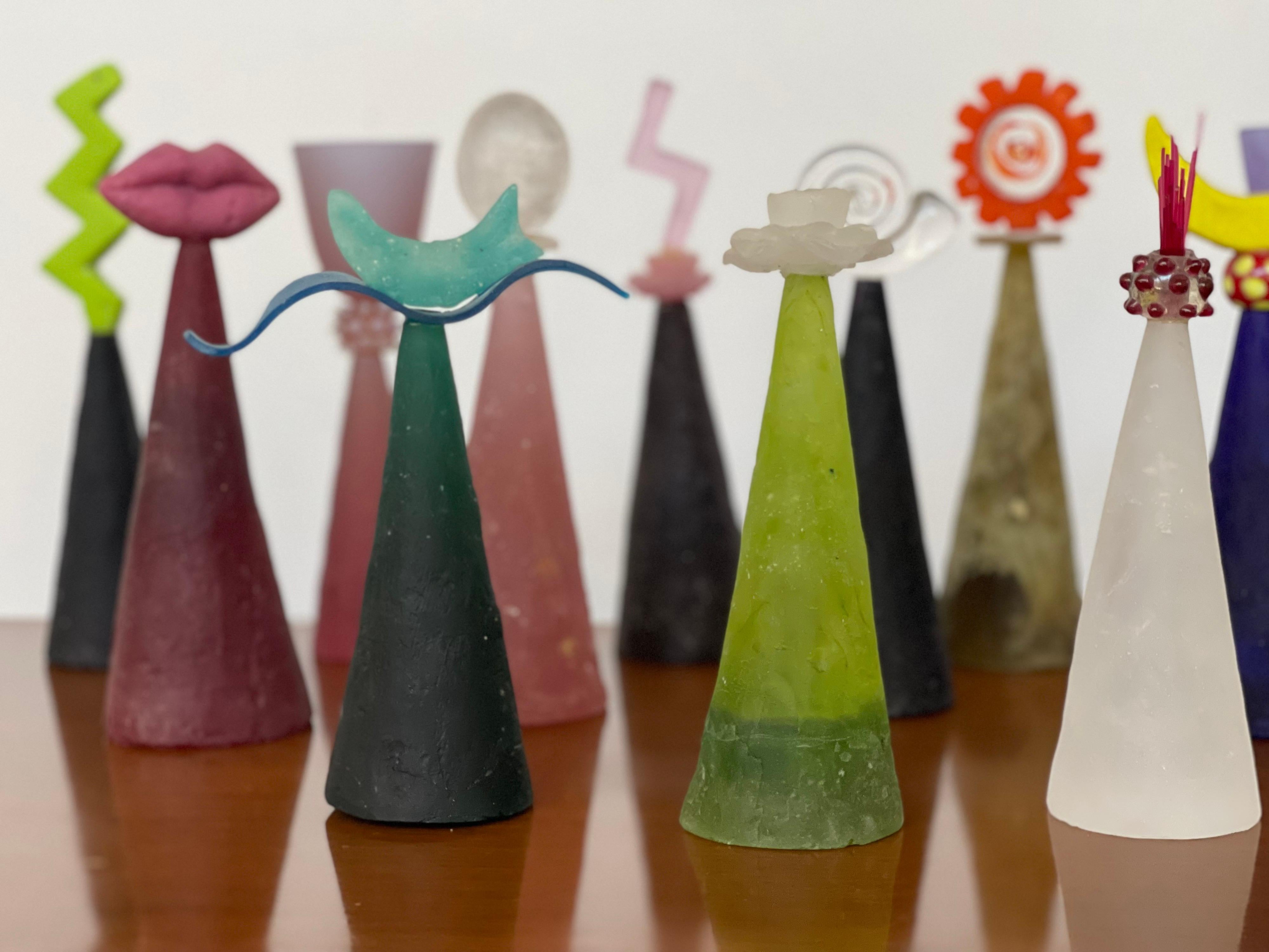 Post-Modern Rare Collection of Post Modern Memphis Art Glass Sculptures by Lucartha Kohler  For Sale