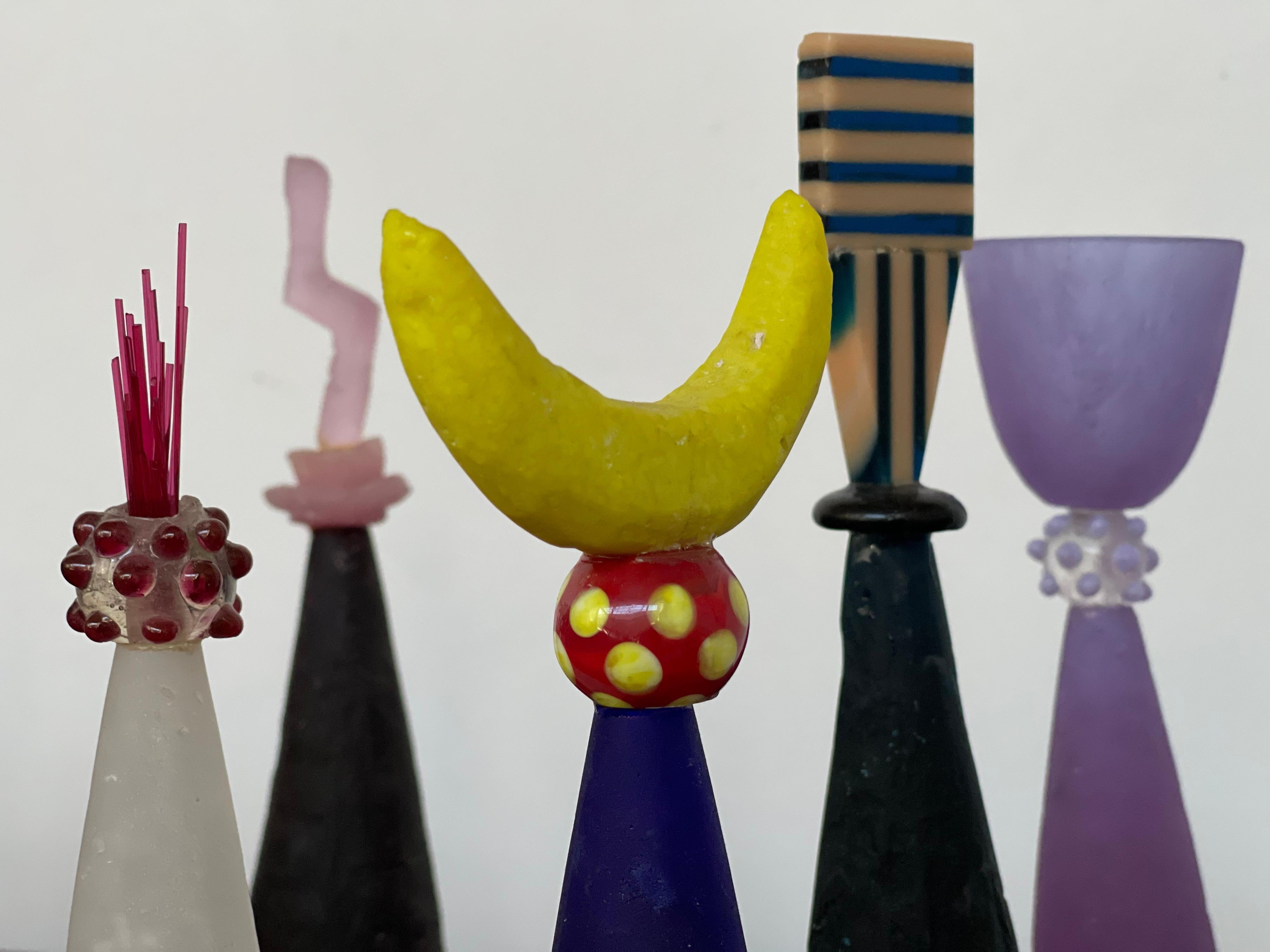 Rare Collection of Post Modern Memphis Art Glass Sculptures by Lucartha Kohler For Sale 1