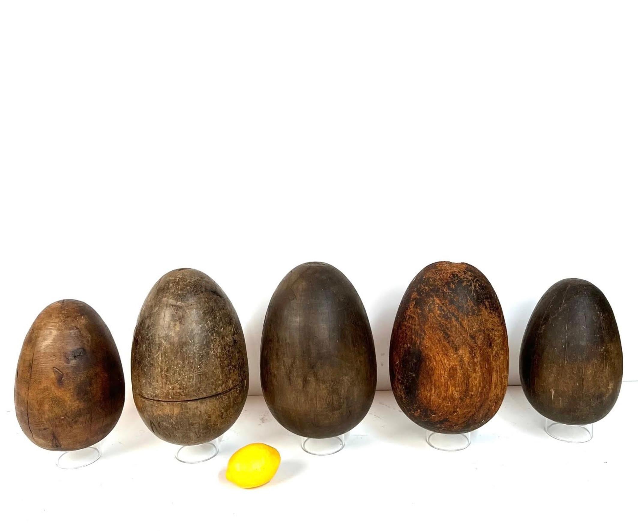 Wood Rare Collection of Large Antique Egg Molds