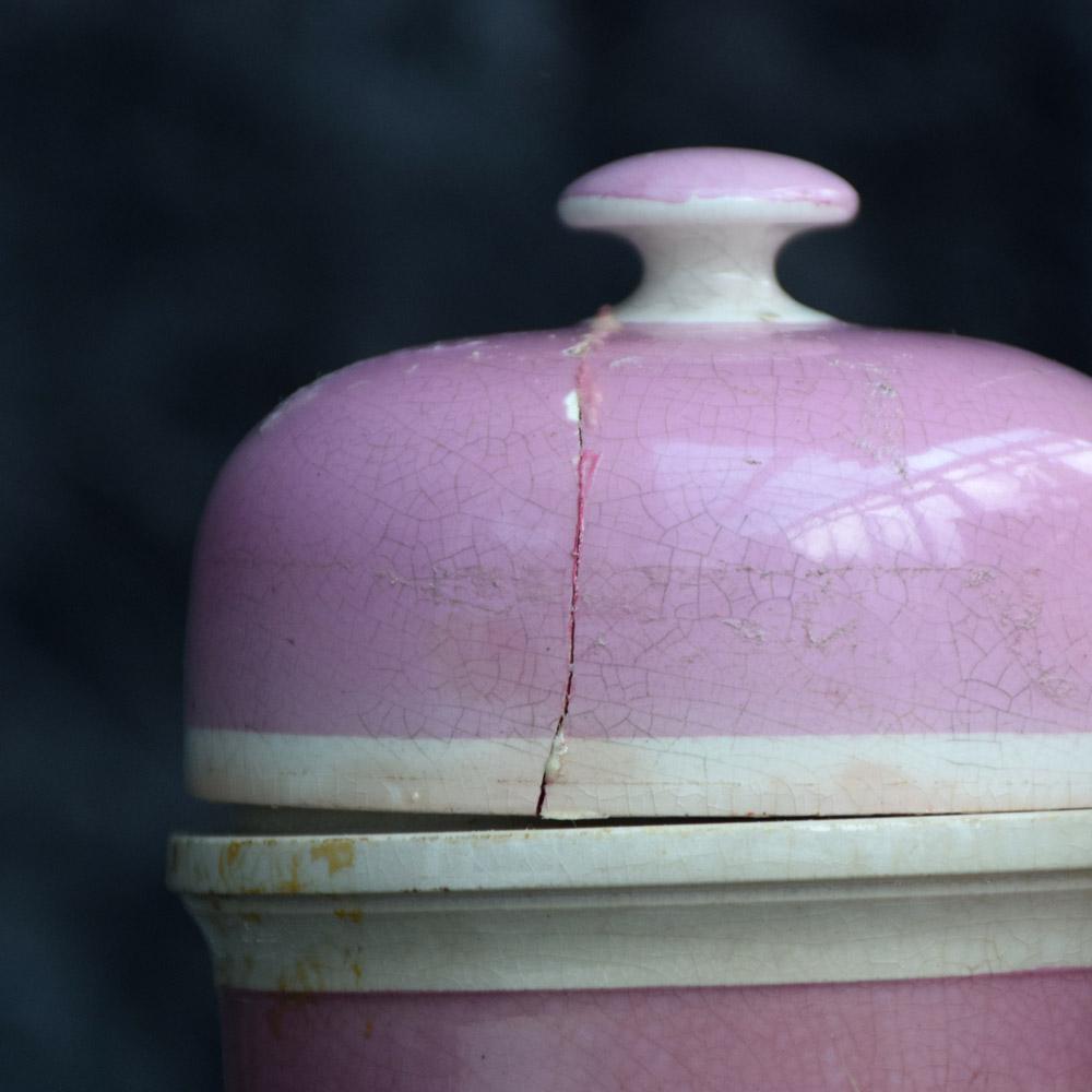 Rare Collection of Puce Pink Ground Porcelain Apothecary Jars, circa 1880 5
