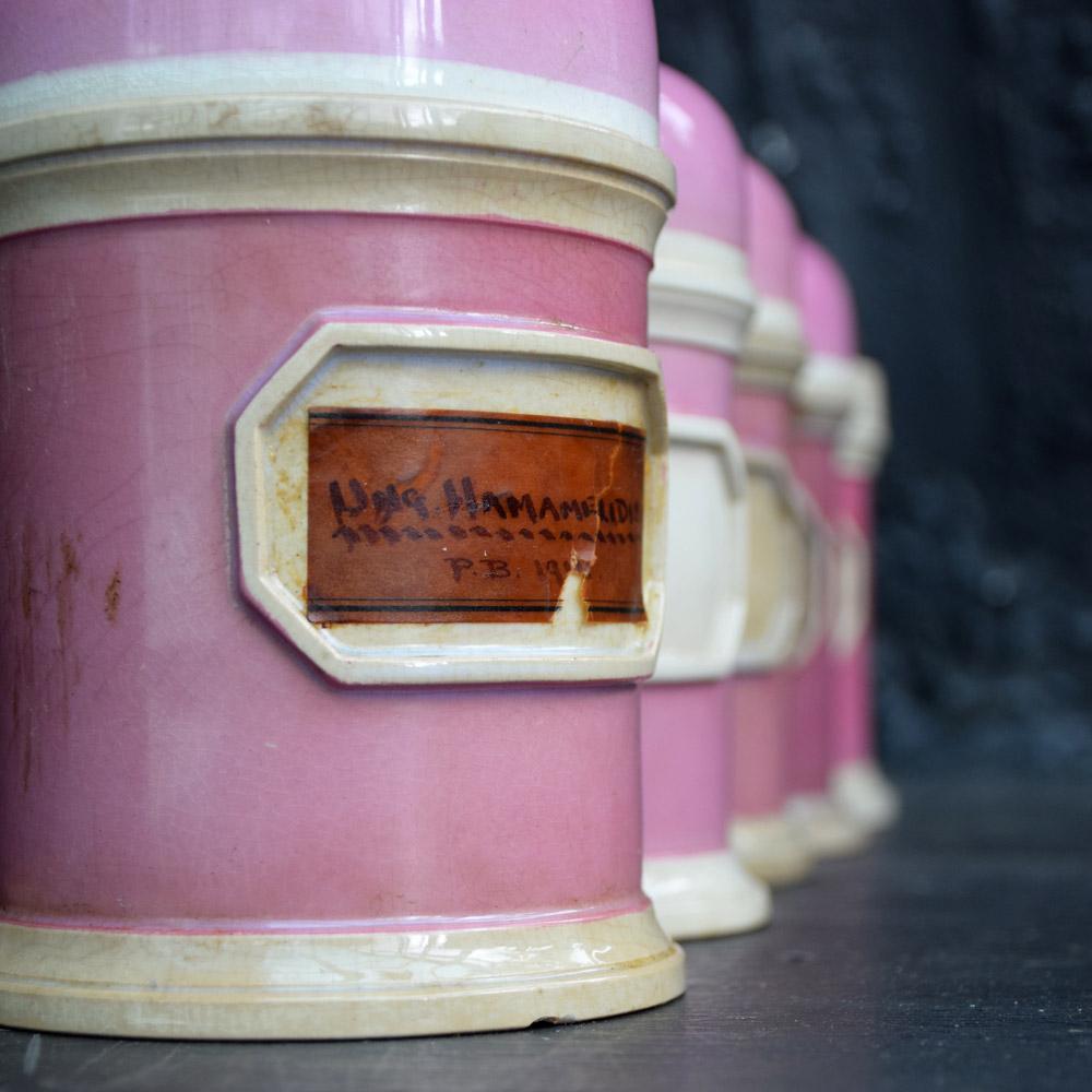 Rare Collection of Puce Pink Ground Porcelain Apothecary Jars, circa 1880 7