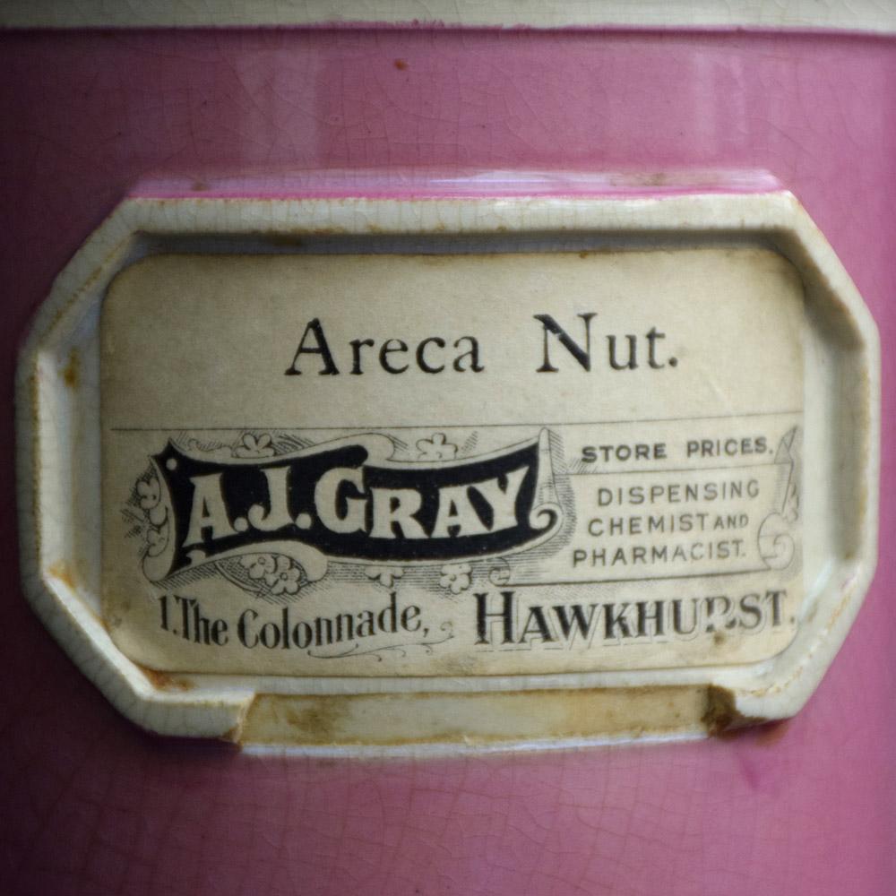 Victorian Rare Collection of Puce Pink Ground Porcelain Apothecary Jars, circa 1880