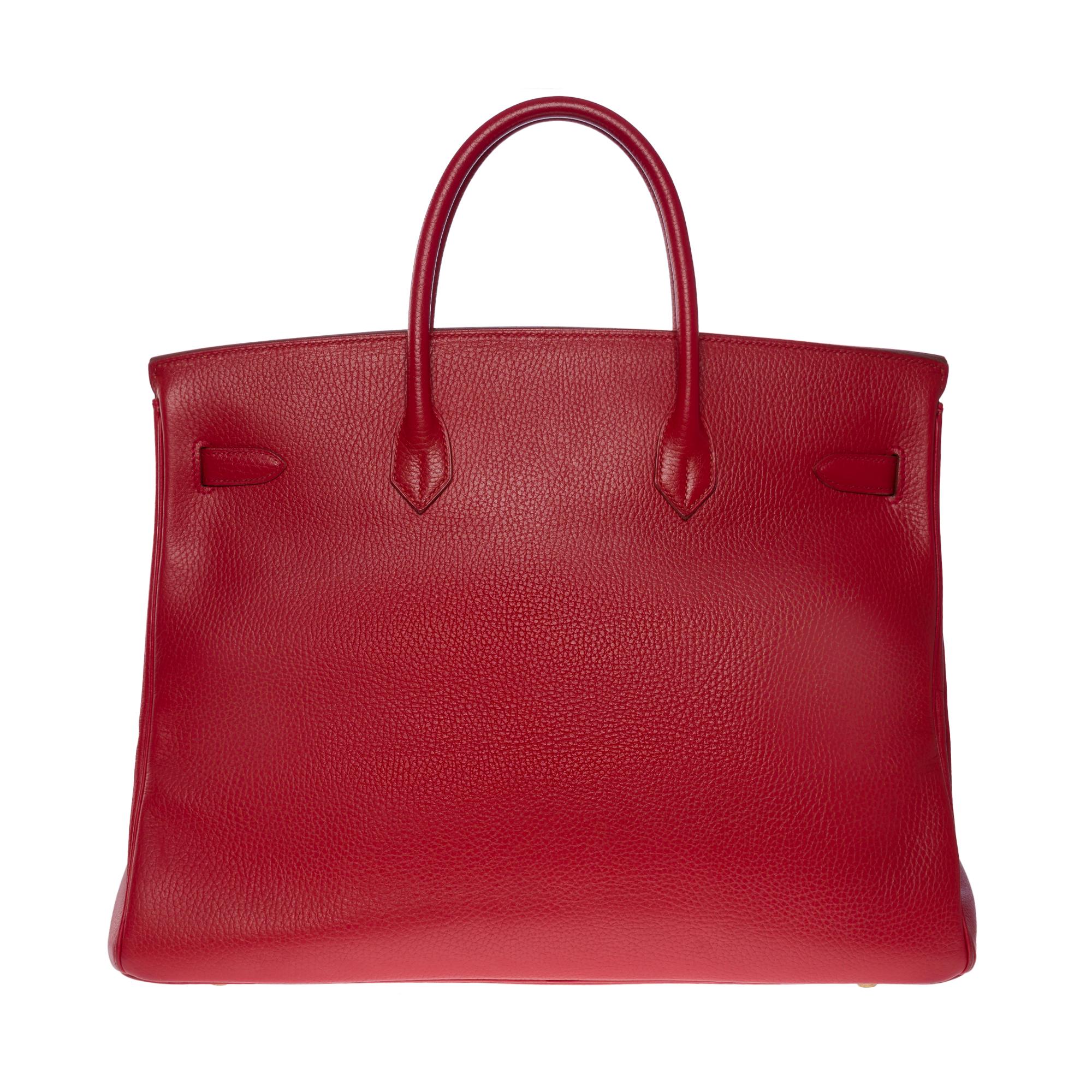Rare & Collector Hermes Birkin 40cm handbag in Red Vache Ardennes leather, GHW In Good Condition For Sale In Paris, IDF