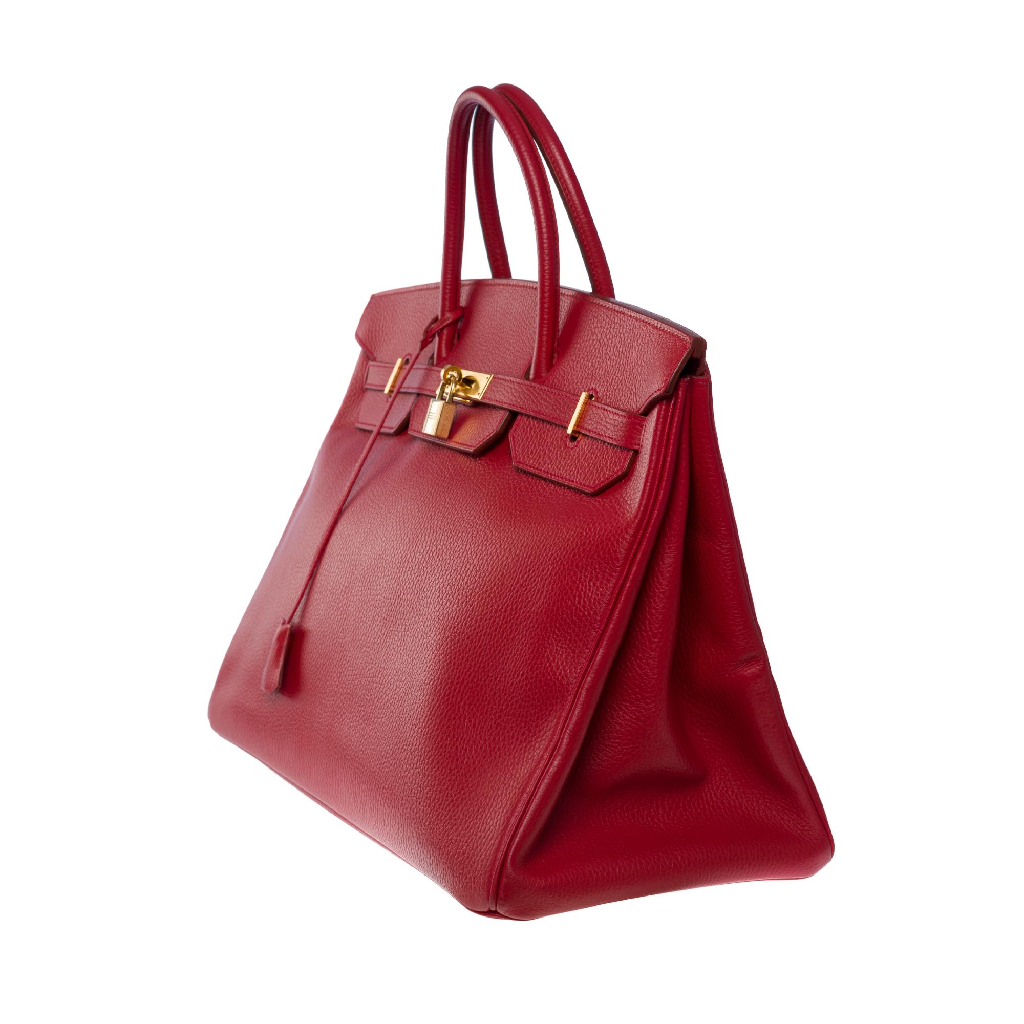 Women's or Men's Rare & Collector Hermes Birkin 40cm handbag in Red Vache Ardennes leather, GHW For Sale