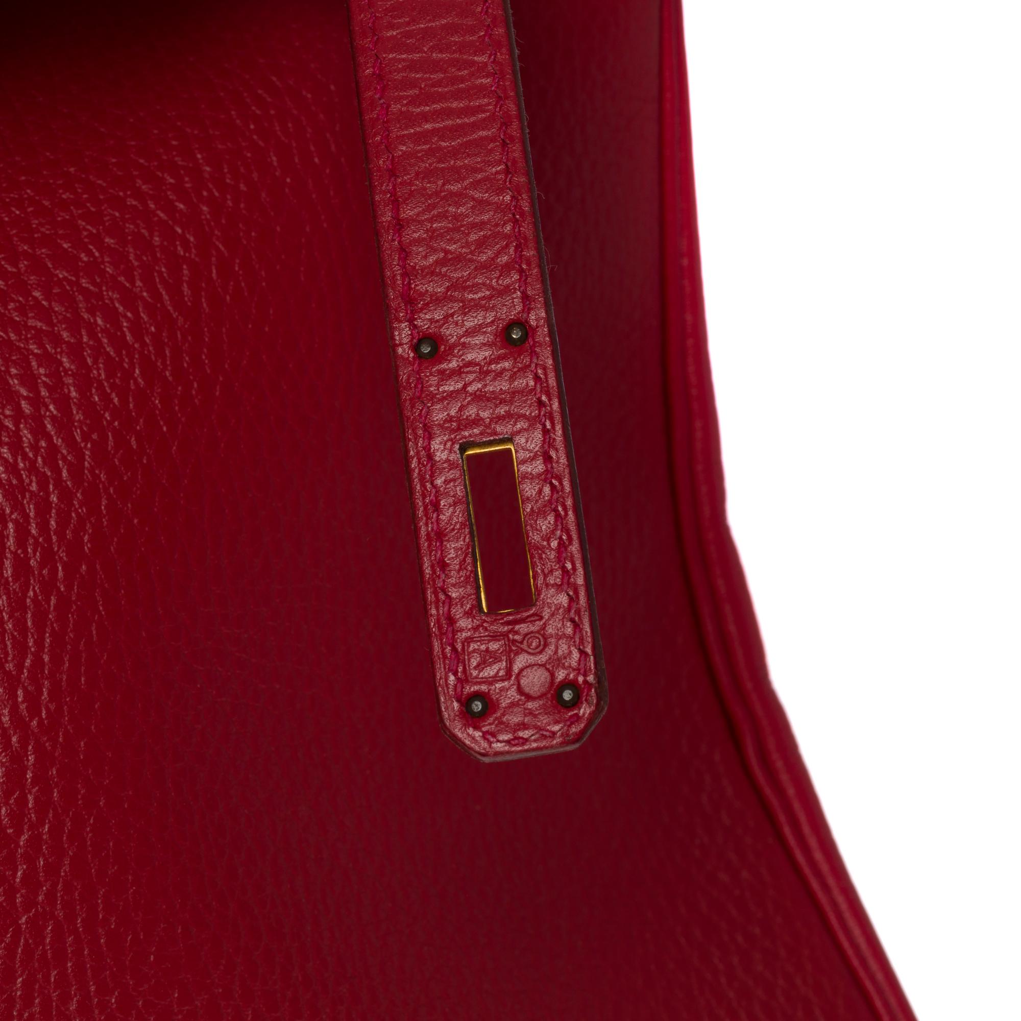 Rare & Collector Sac à main Hermès Birkin 40cm en cuir Vache Ardennes rouge, GHW en vente 3