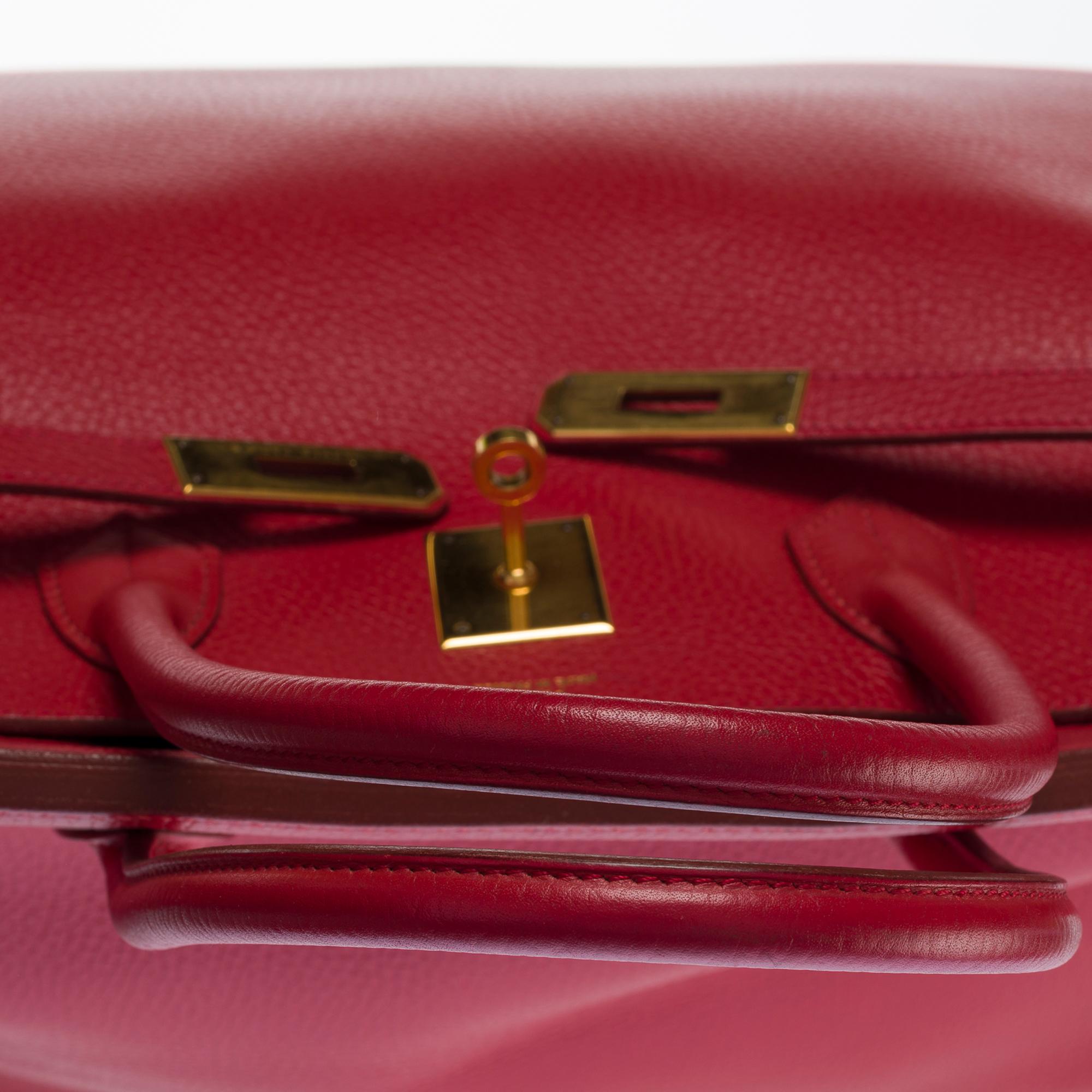 Rare & Collector Sac à main Hermès Birkin 40cm en cuir Vache Ardennes rouge, GHW en vente 5