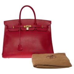 Vintage Rare & Collector Hermes Birkin 40cm handbag in Red Vache Ardennes leather, GHW
