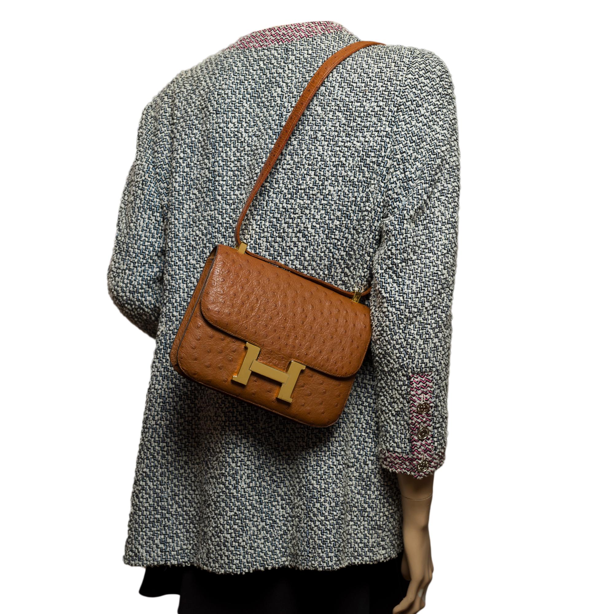 Rare Collector Hermès Constance shoulder bag in hazelnut Ostrich leather , GHW 5