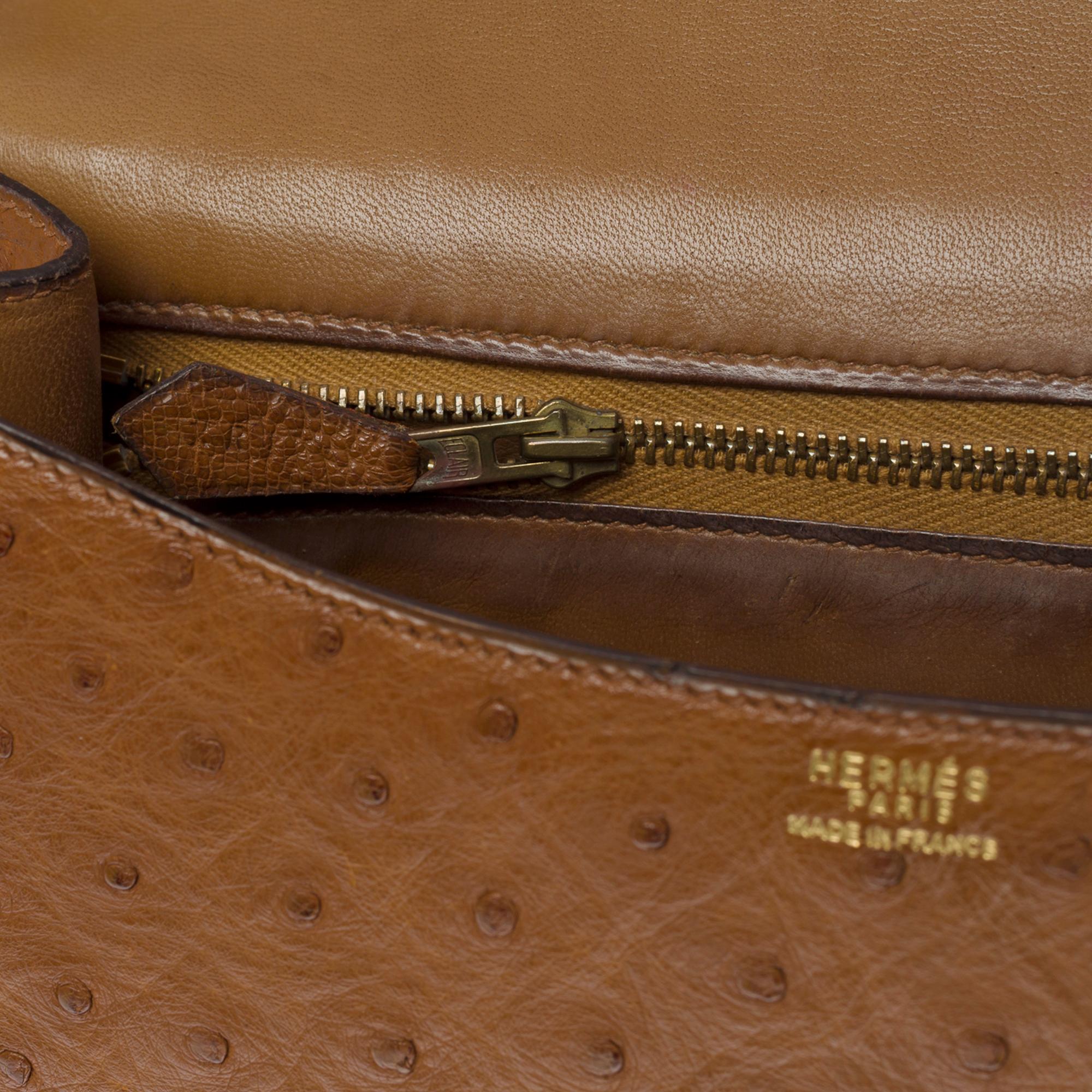 Women's Rare Collector Hermès Constance shoulder bag in hazelnut Ostrich leather , GHW