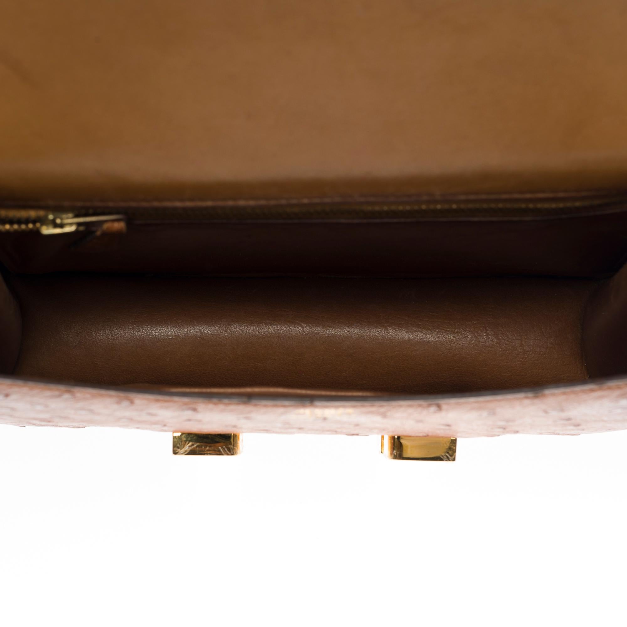 Rare Collector Hermès Constance shoulder bag in hazelnut Ostrich leather , GHW 1
