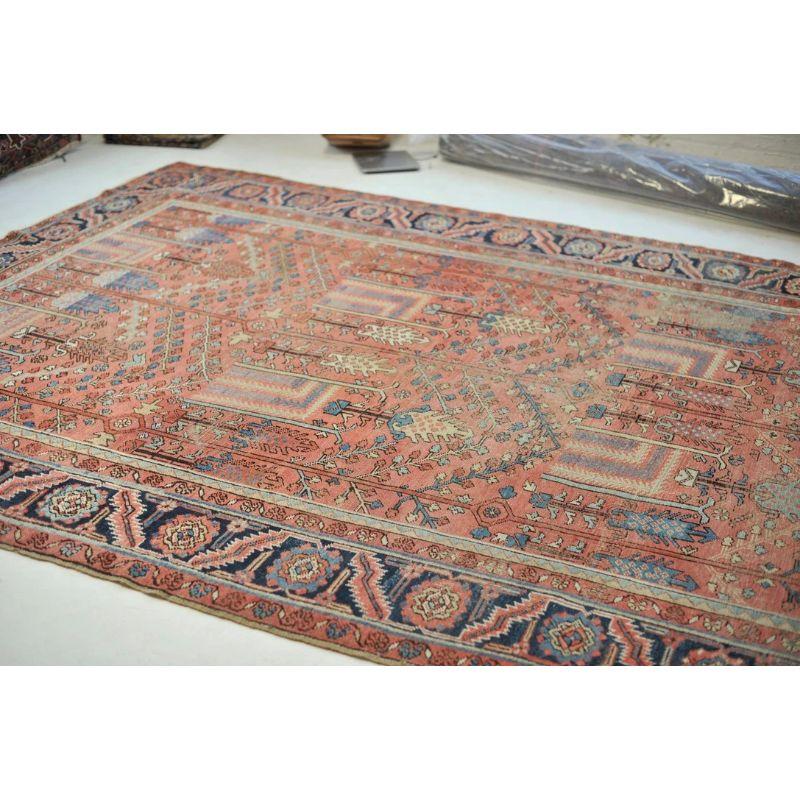 Rare Collector's Willow Tree of Life Antique Persian Heriz Northwest Village Rug In Good Condition For Sale In Milwaukee, WI
