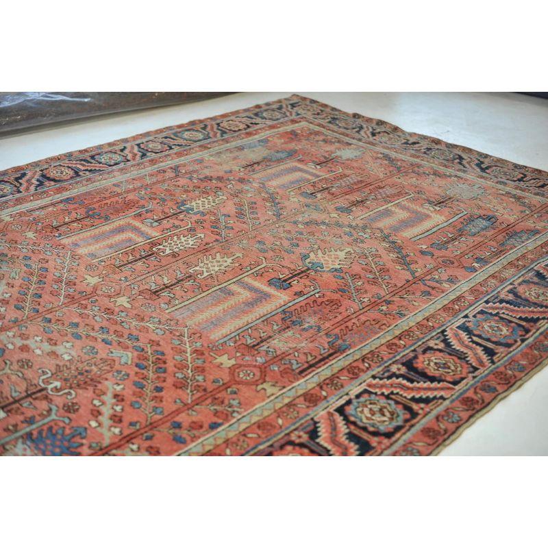 Rare Collector's Willow Tree of Life Antique Persian Heriz Northwest Village Rug For Sale 2