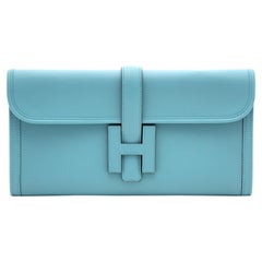 RARE COLOR* Hermes Jigé Elan Clutch Saint-Cyr Blue 29cm