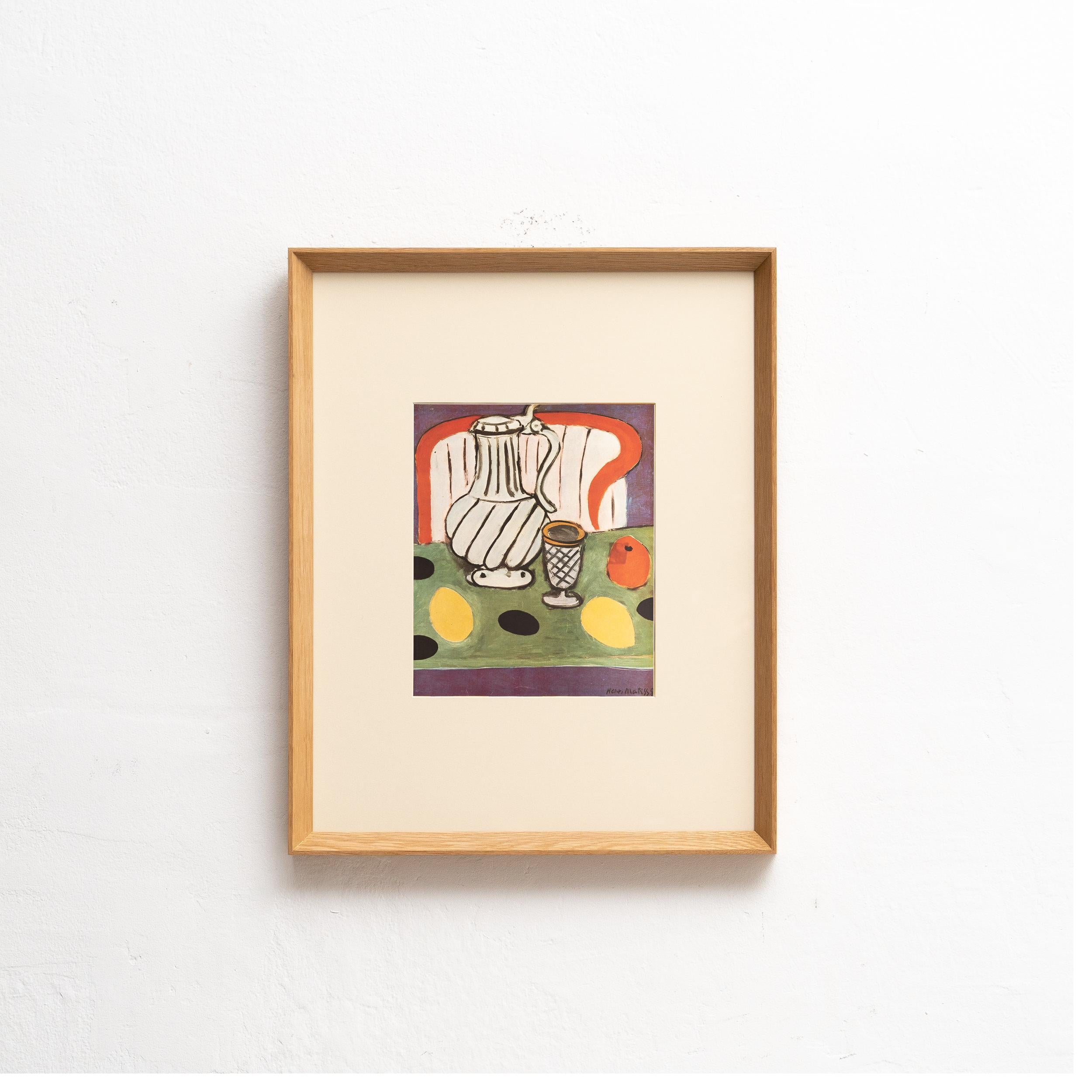 Immerse yourself in the timeless brilliance of Henri Matisse with this extraordinary color lithograph, expertly edited by Editions du Chene in Paris, France, in 1943. Adorned by a stunning solid wood frame, measuring 51cm in height and 40.5cm in