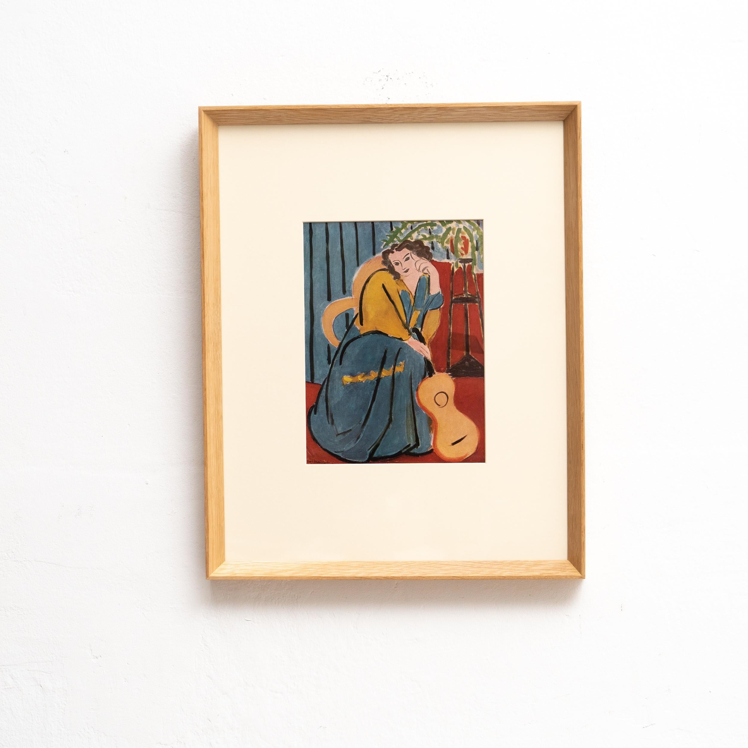 Genießen Sie die künstlerische Brillanz von Henri Matisse mit dieser seltenen Farblithografie, die 1943 von Editions du Chene in Paris, Frankreich, sorgfältig herausgegeben wurde. Das in einem beeindruckenden Massivholzrahmen gerahmte Kunstwerk