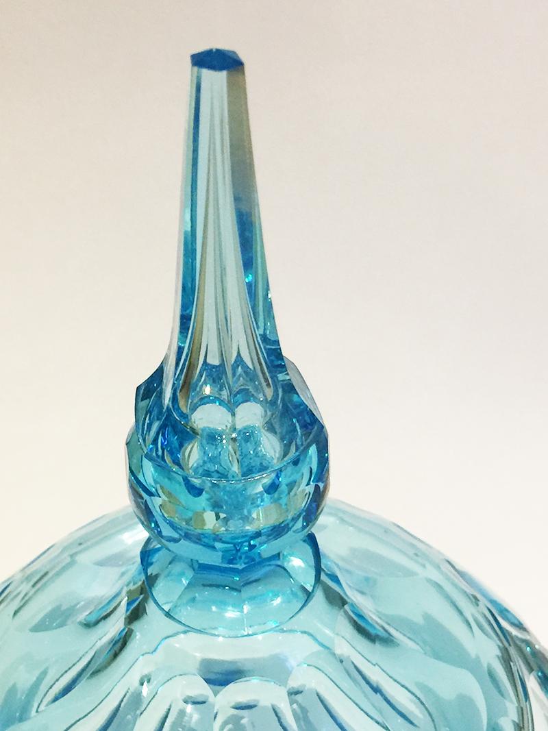 Dutch Azure Blue Crystal Cut Ginger Coupe, 19th Century For Sale 2