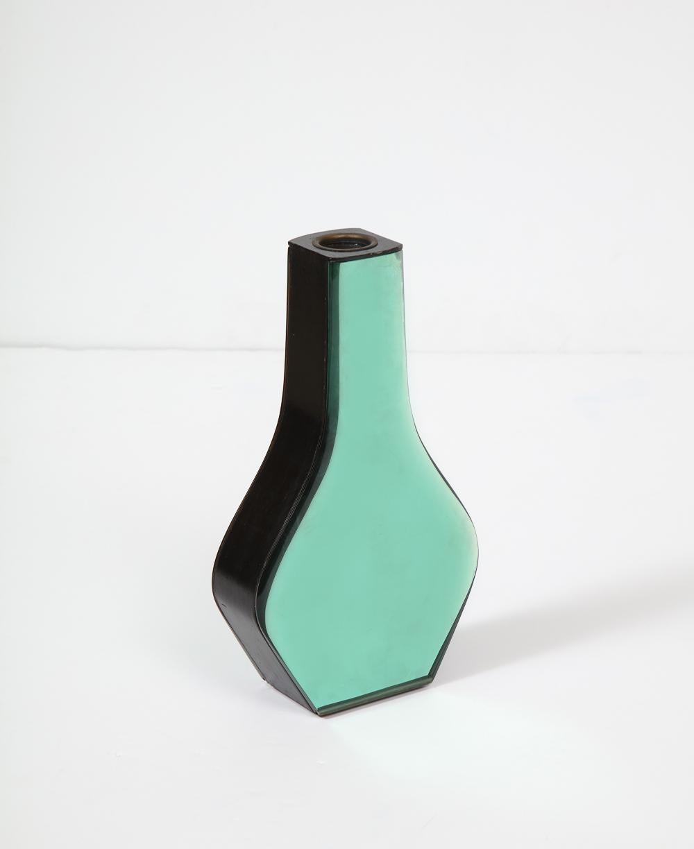 Brass Rare, Colored Glass Vases, Model No. 2122, by Max Ingrand for Fontana Arte