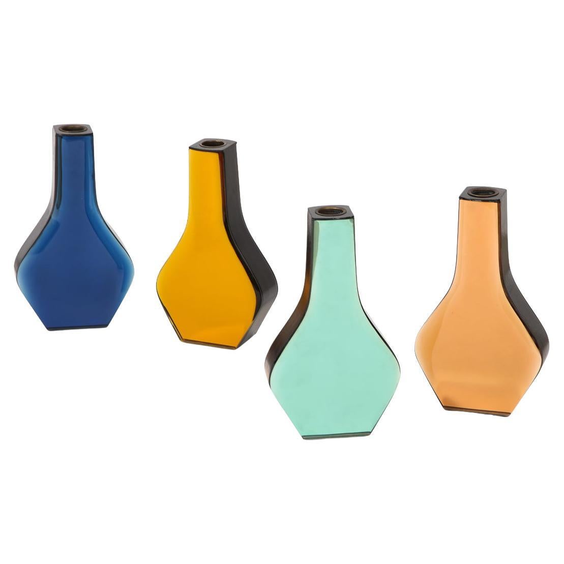 Rare, Colored Glass Vases, Model No. 2122, by Max Ingrand for Fontana Arte