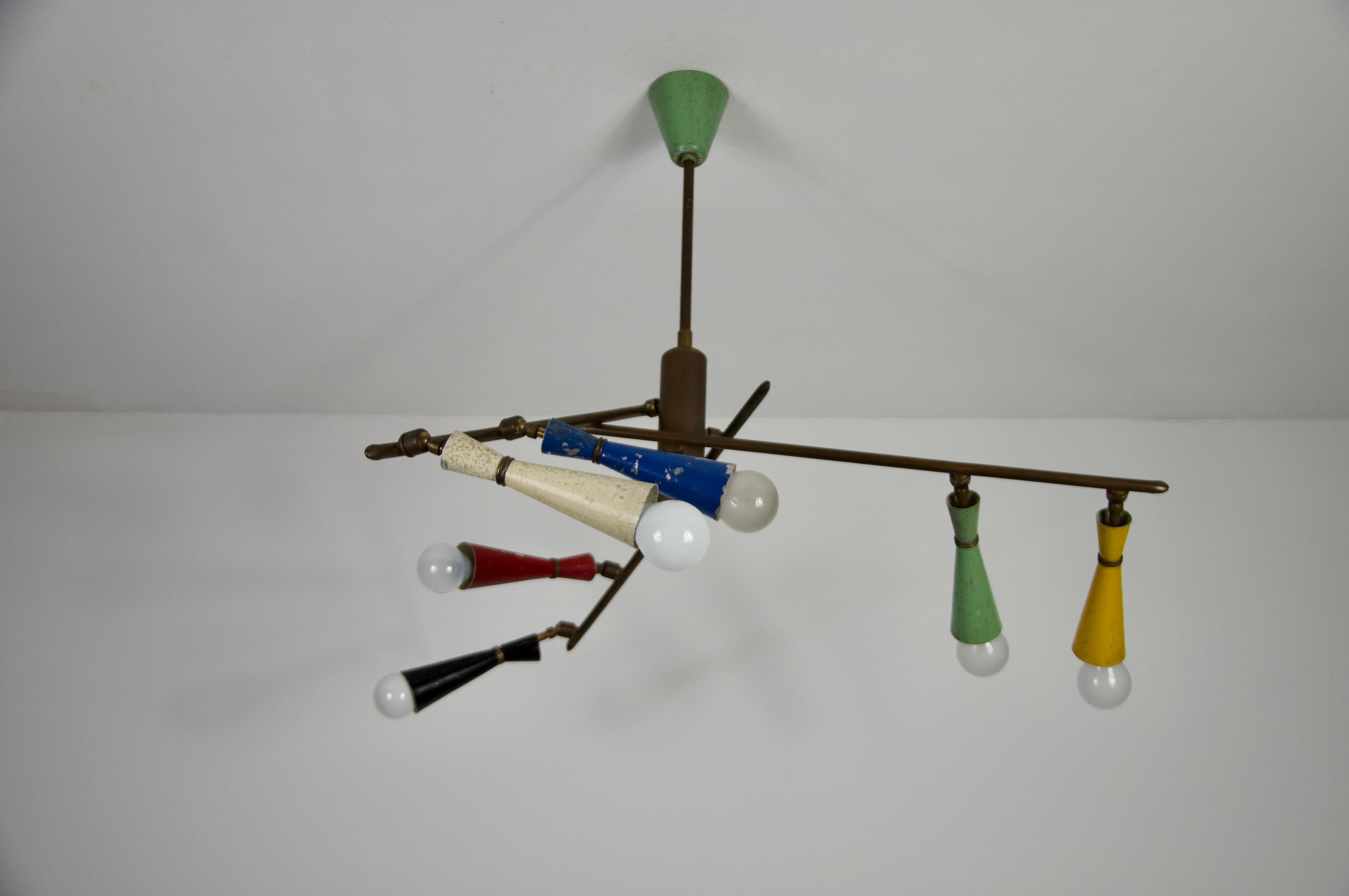 Raro lampadario Sputnik colorato di Stilnovo, anni '50 in vendita 8