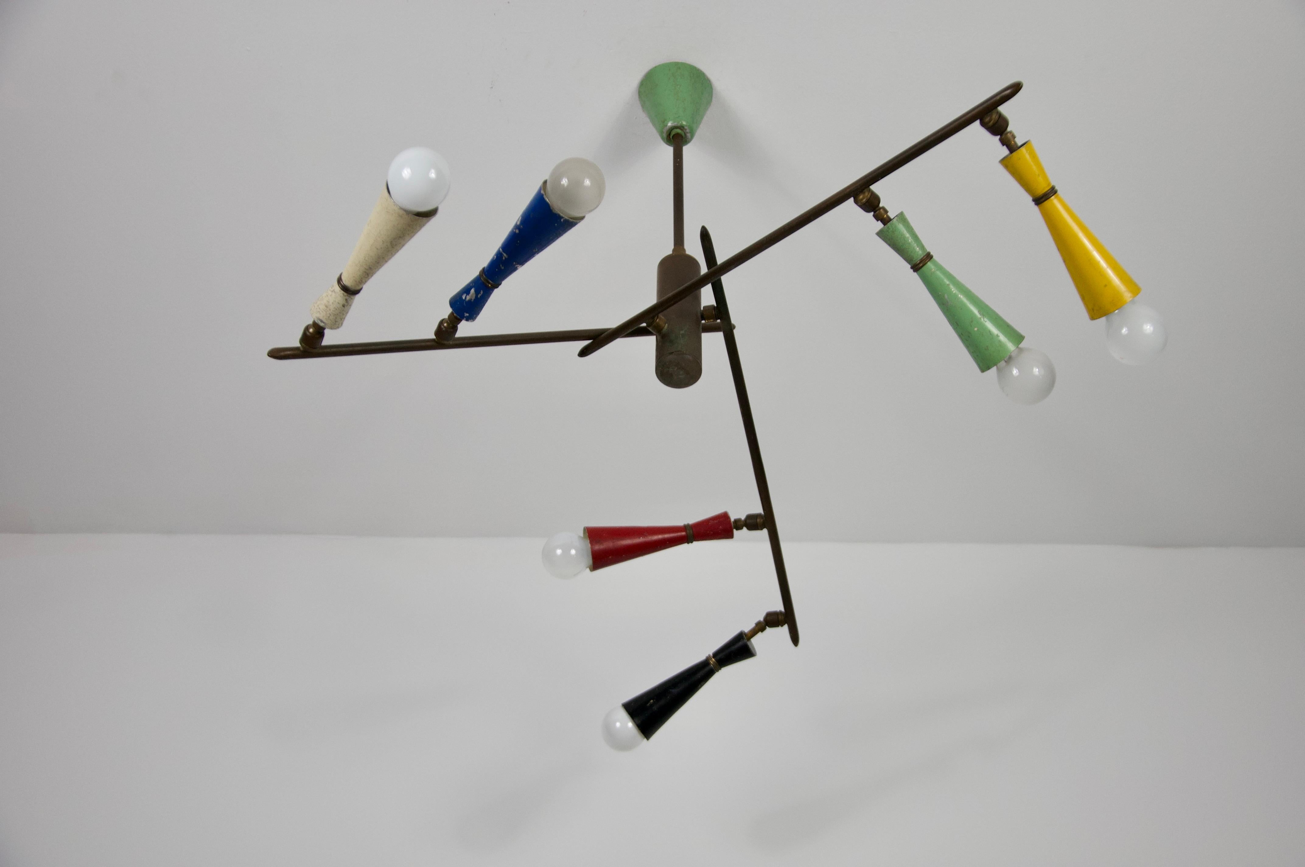 Raro lampadario Sputnik colorato di Stilnovo, anni '50 in vendita 11