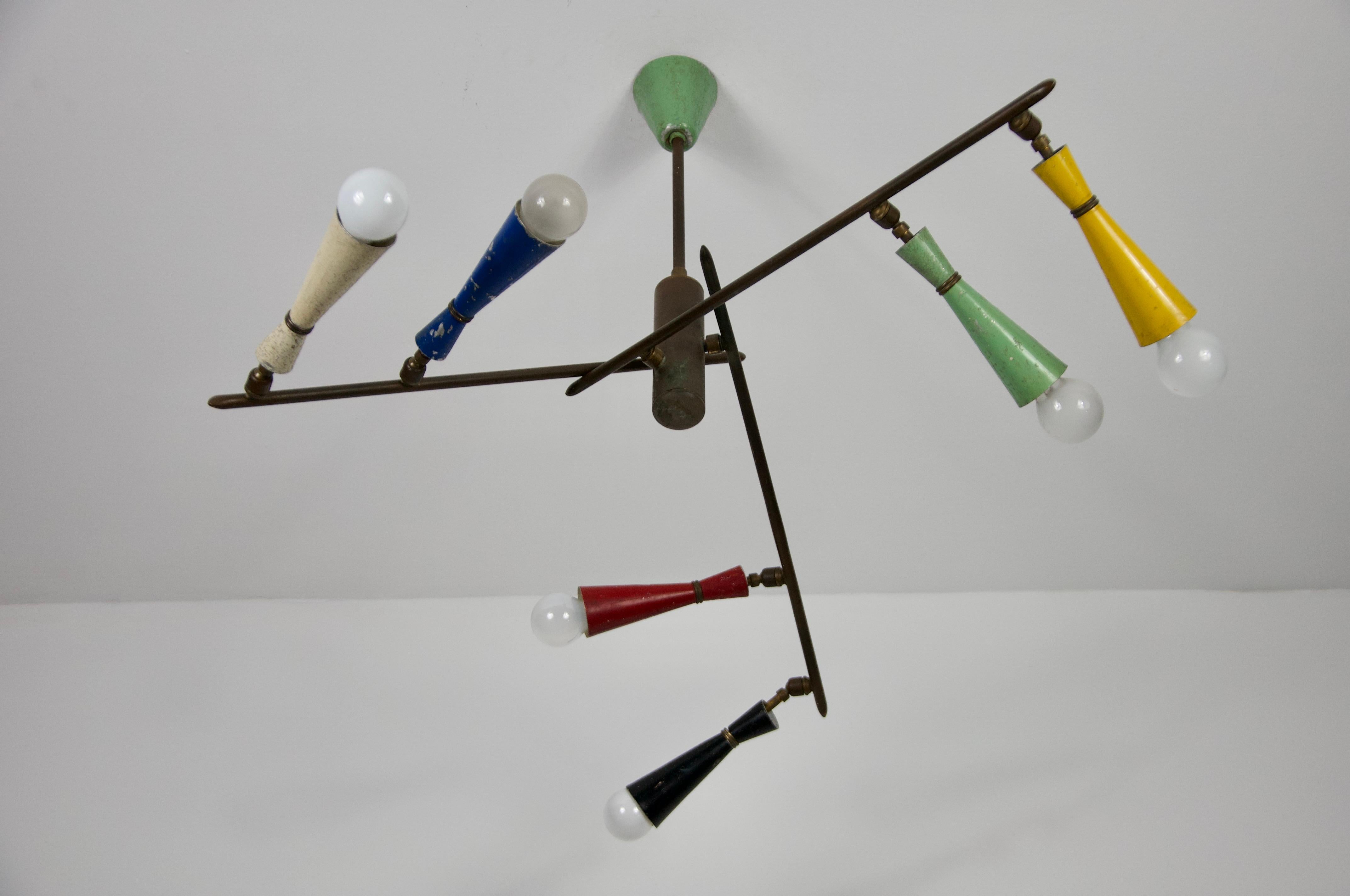 Raro lampadario Sputnik colorato di Stilnovo, anni '50 in vendita 12