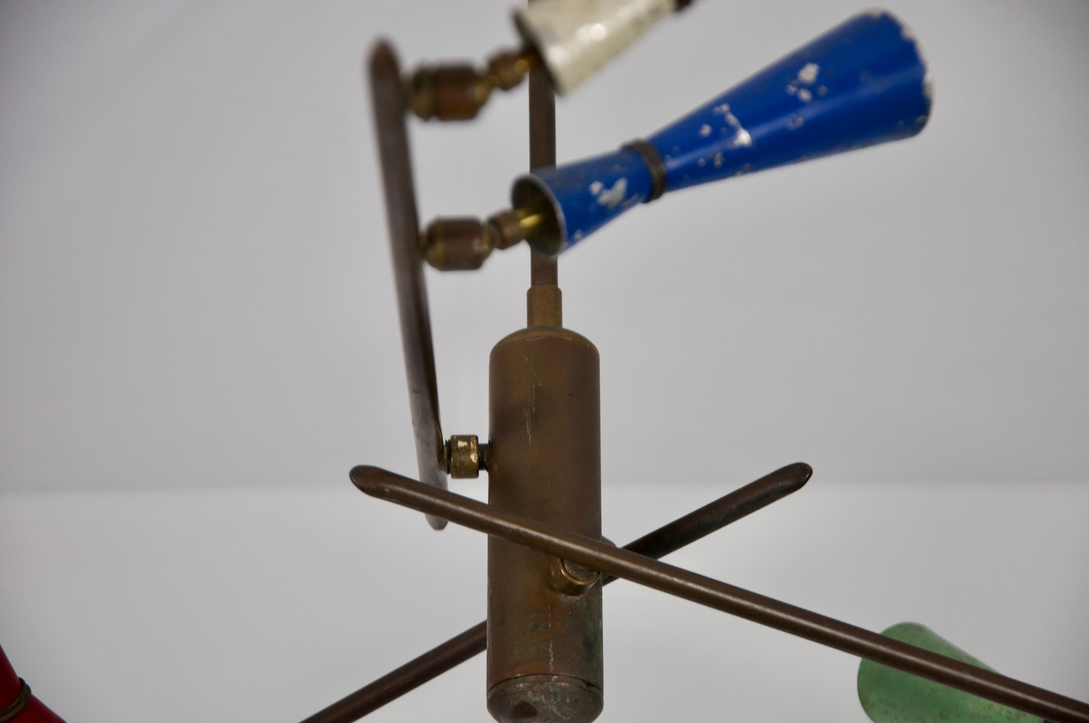 Metallo Raro lampadario Sputnik colorato di Stilnovo, anni '50 in vendita