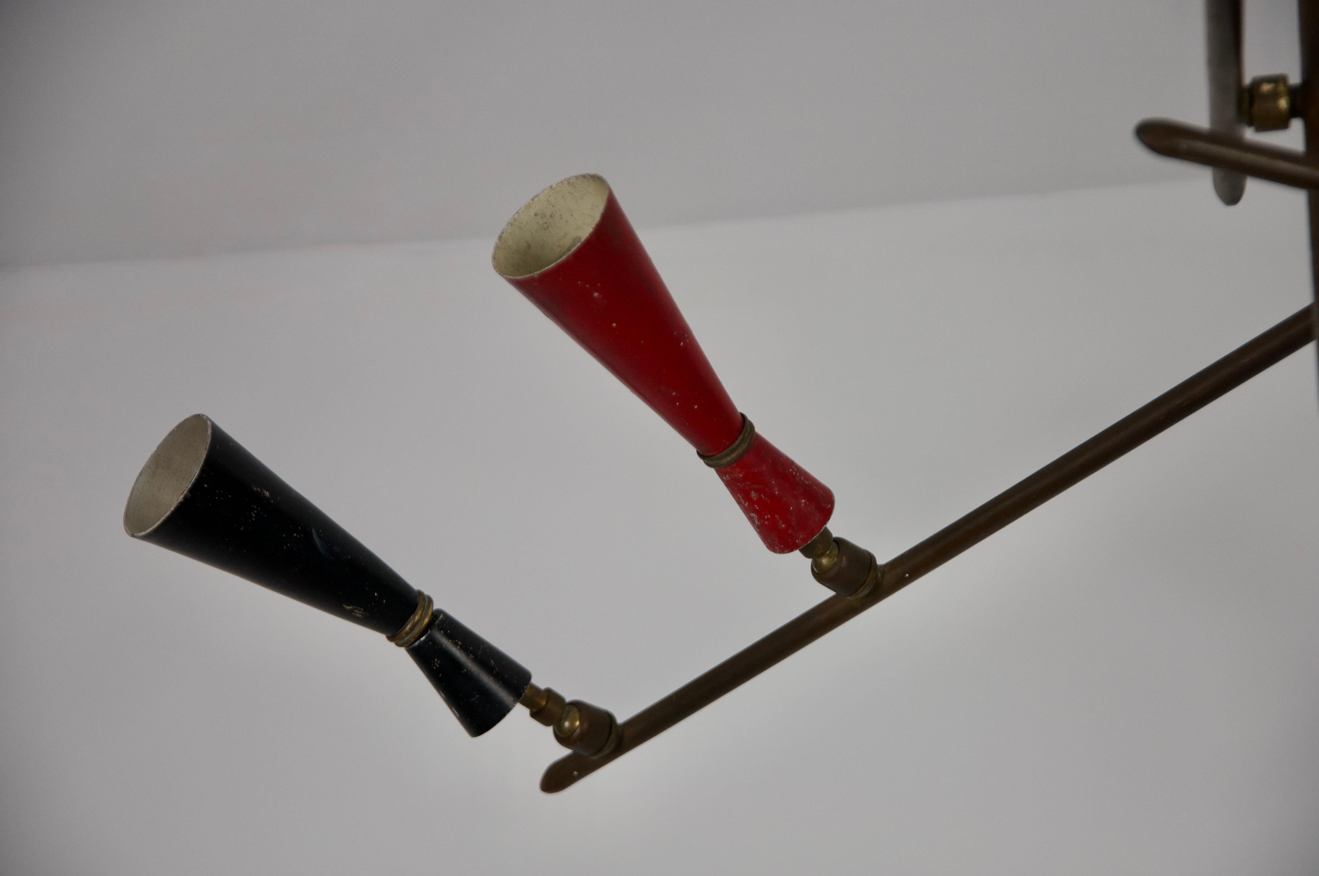 Raro lampadario Sputnik colorato di Stilnovo, anni '50 in vendita 1