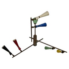 Seltener farbenfroher Sputnik-Kronleuchter von Stilnovo, 1950er Jahre