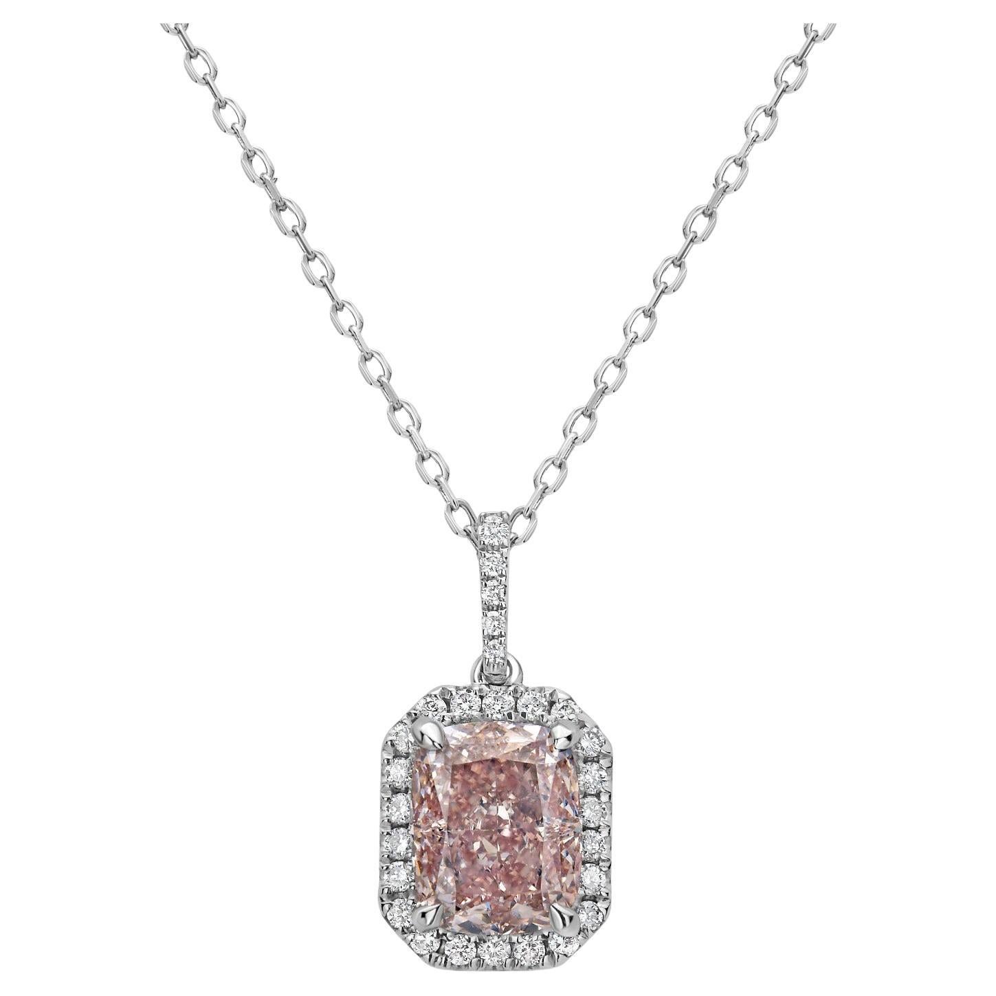 2ct Cushion Pink Diamond Pendant