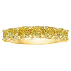 Rare Colors 4 Carat Fancy Yellow Radiant Diamond Half Eternity Band