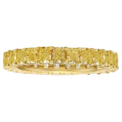 Rare Colors 4.2ct Fancy Yellow Radiant Diamond Eternity Band